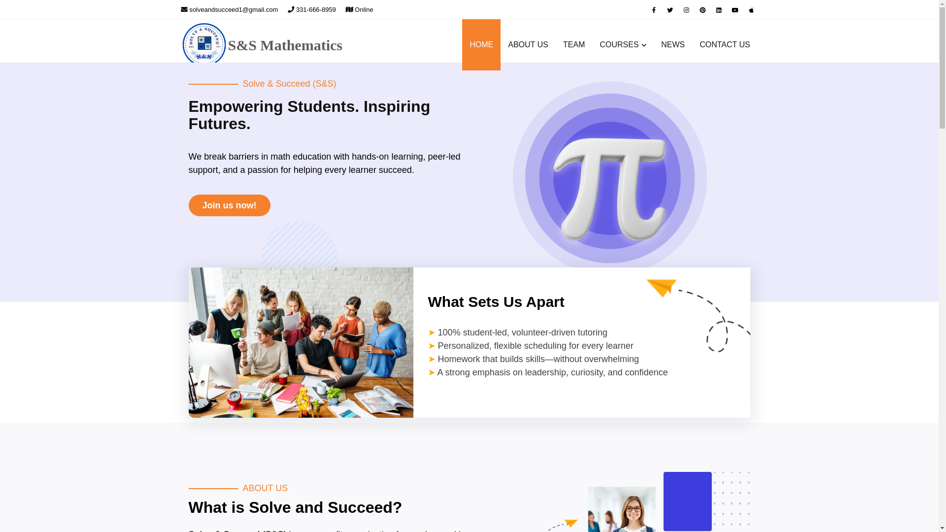 website screenshot of https://solveandsucceed.org/