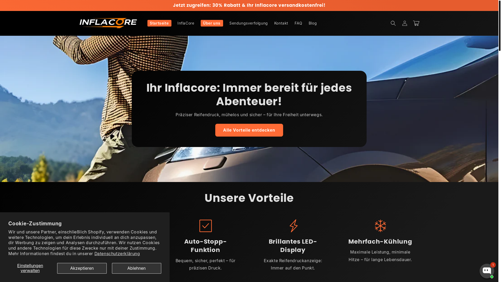 website screenshot of https://inflacore.de/