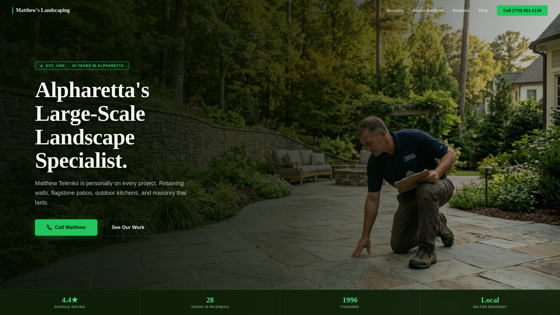 website screenshot of https://matthews-landscaping.pages.dev/