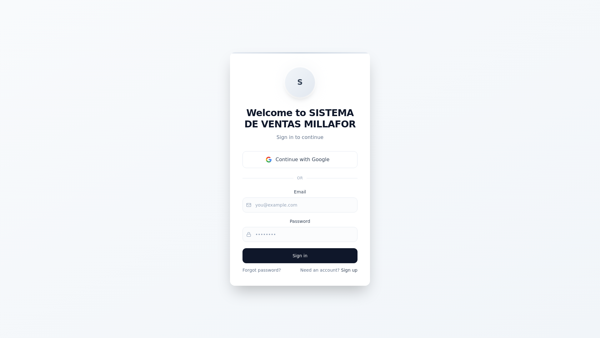 website screenshot of https://sistema-millafor.com