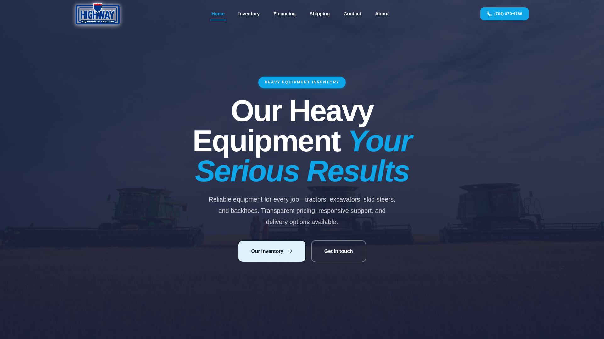 website screenshot of https://highwayequipmenttractor.com