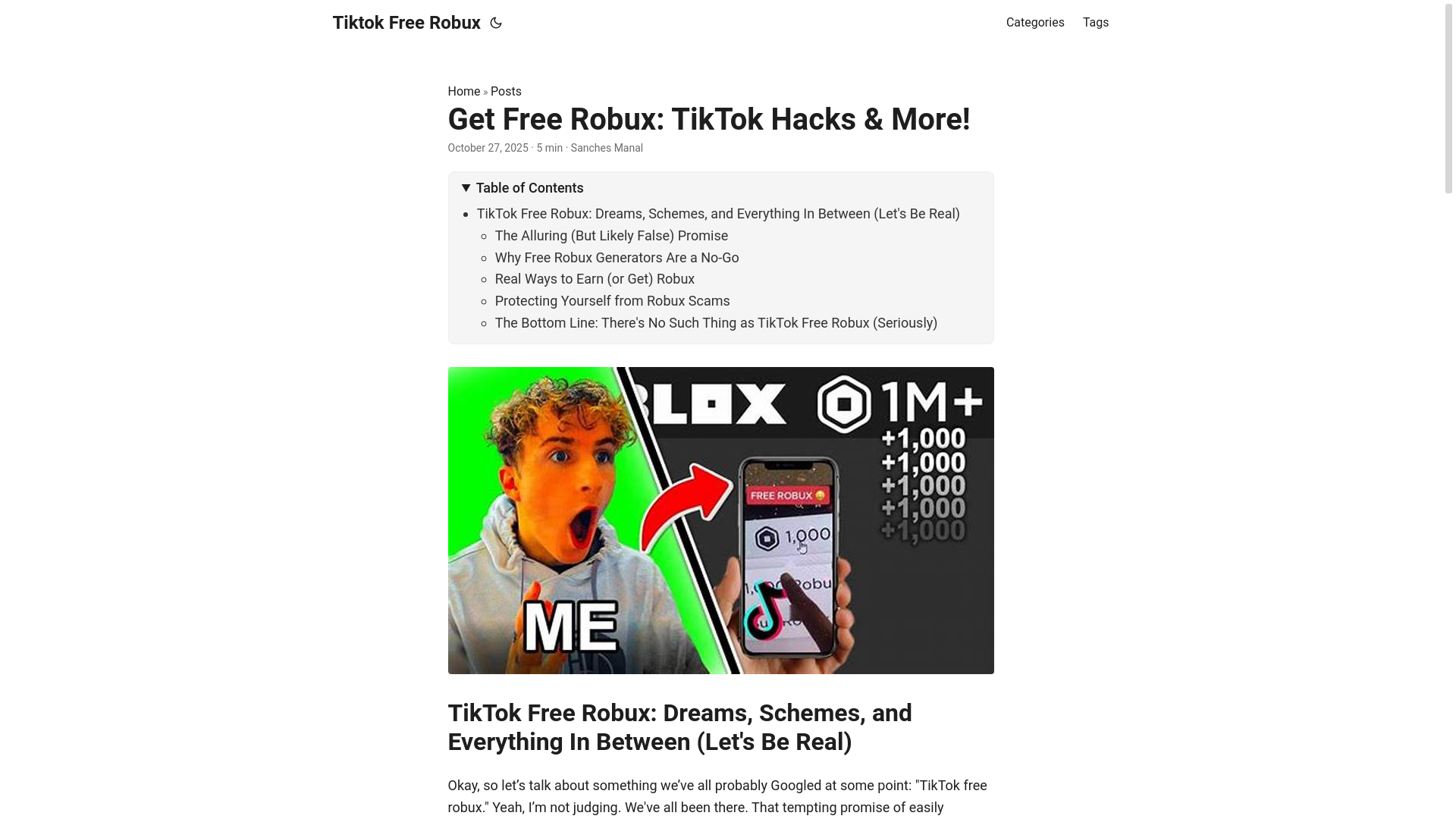 website screenshot of https://tiktok-free-robux.pages.dev/