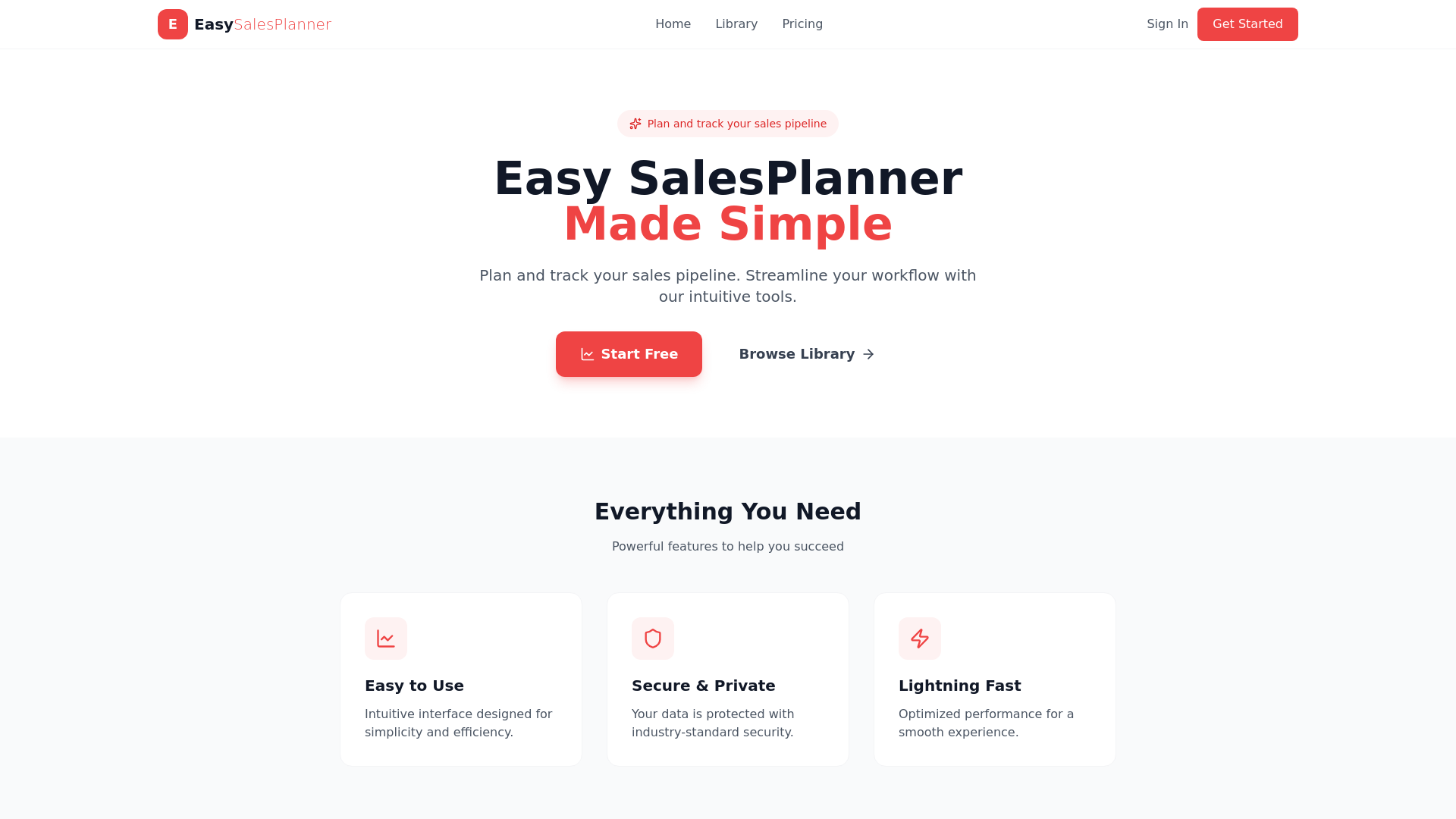 website screenshot of https://easysalesplanner.io