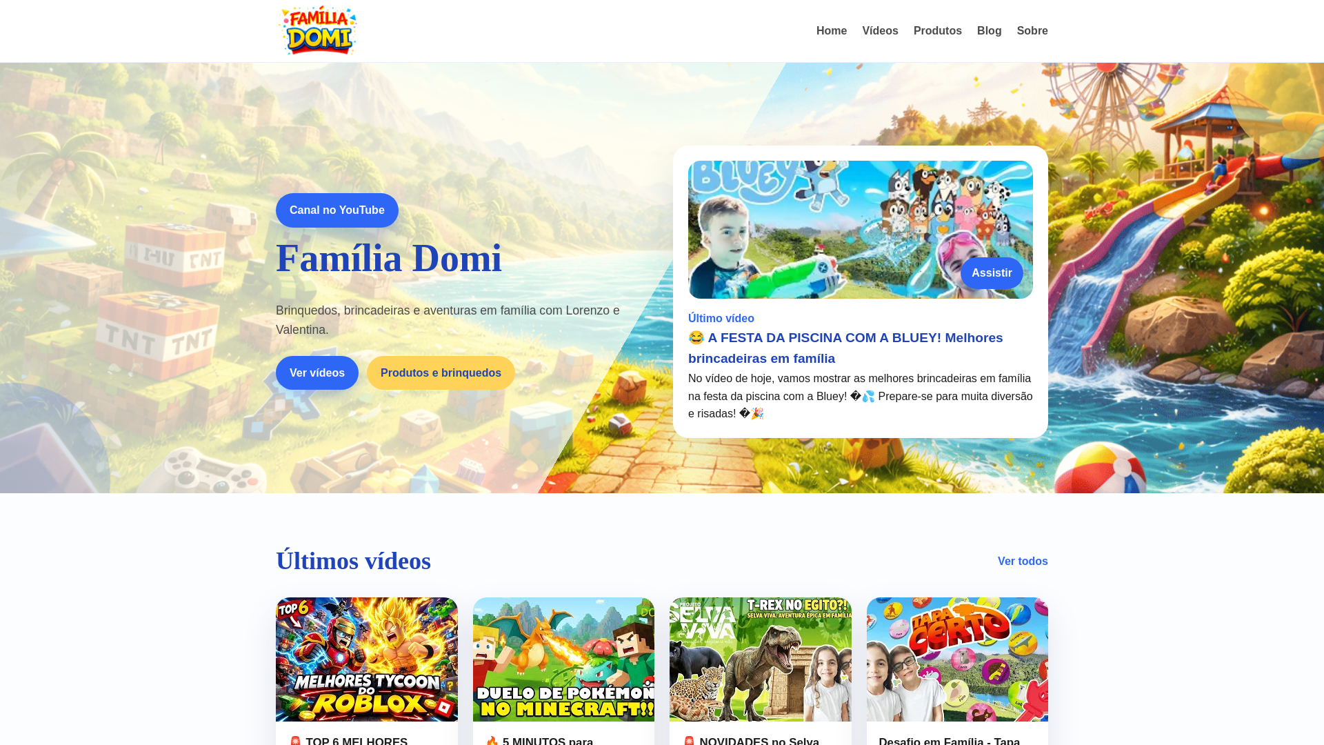 website screenshot of https://familiadomi.com.br/