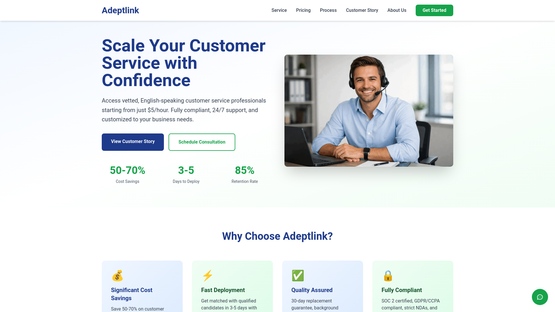 website screenshot of https://adeptl.com