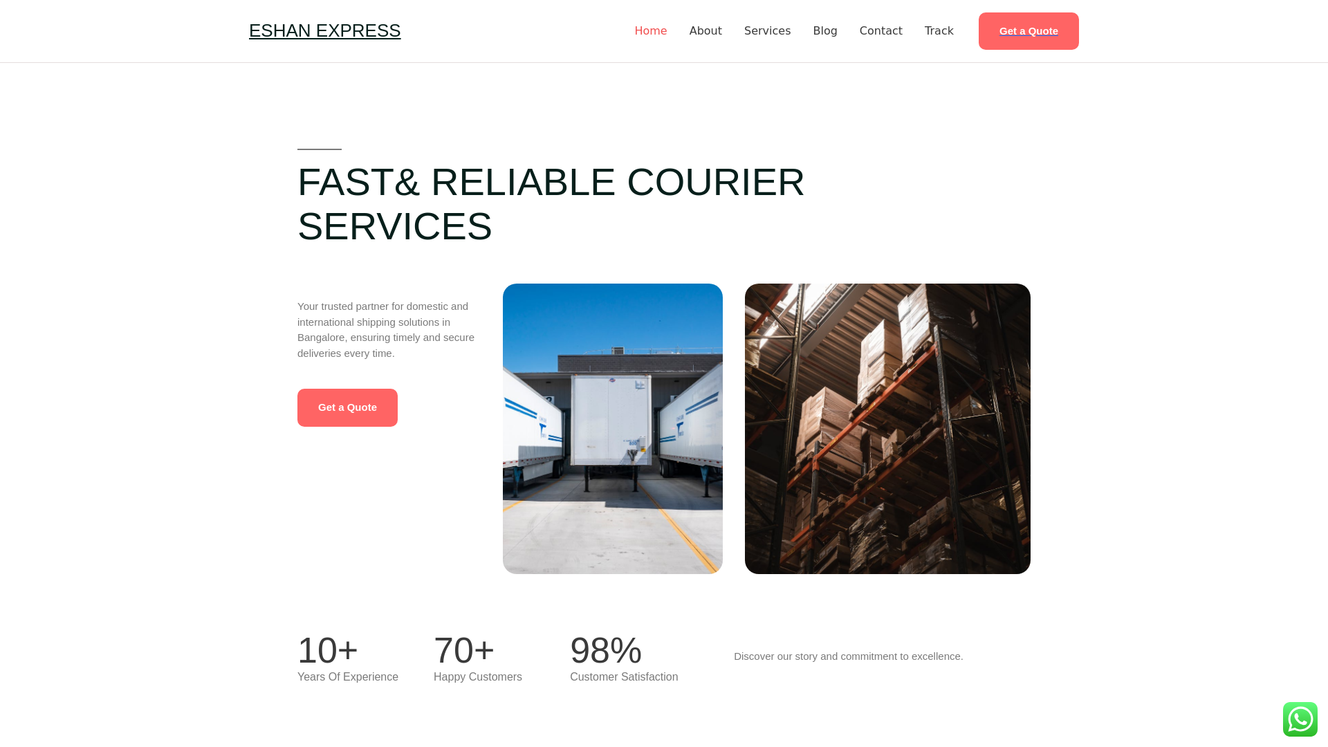 website screenshot of https://eshanexpress.in
