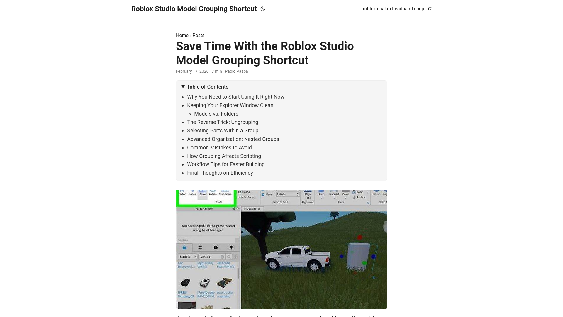 website screenshot of https://roblox-studio-model-grouping-shortcut.pages.dev/