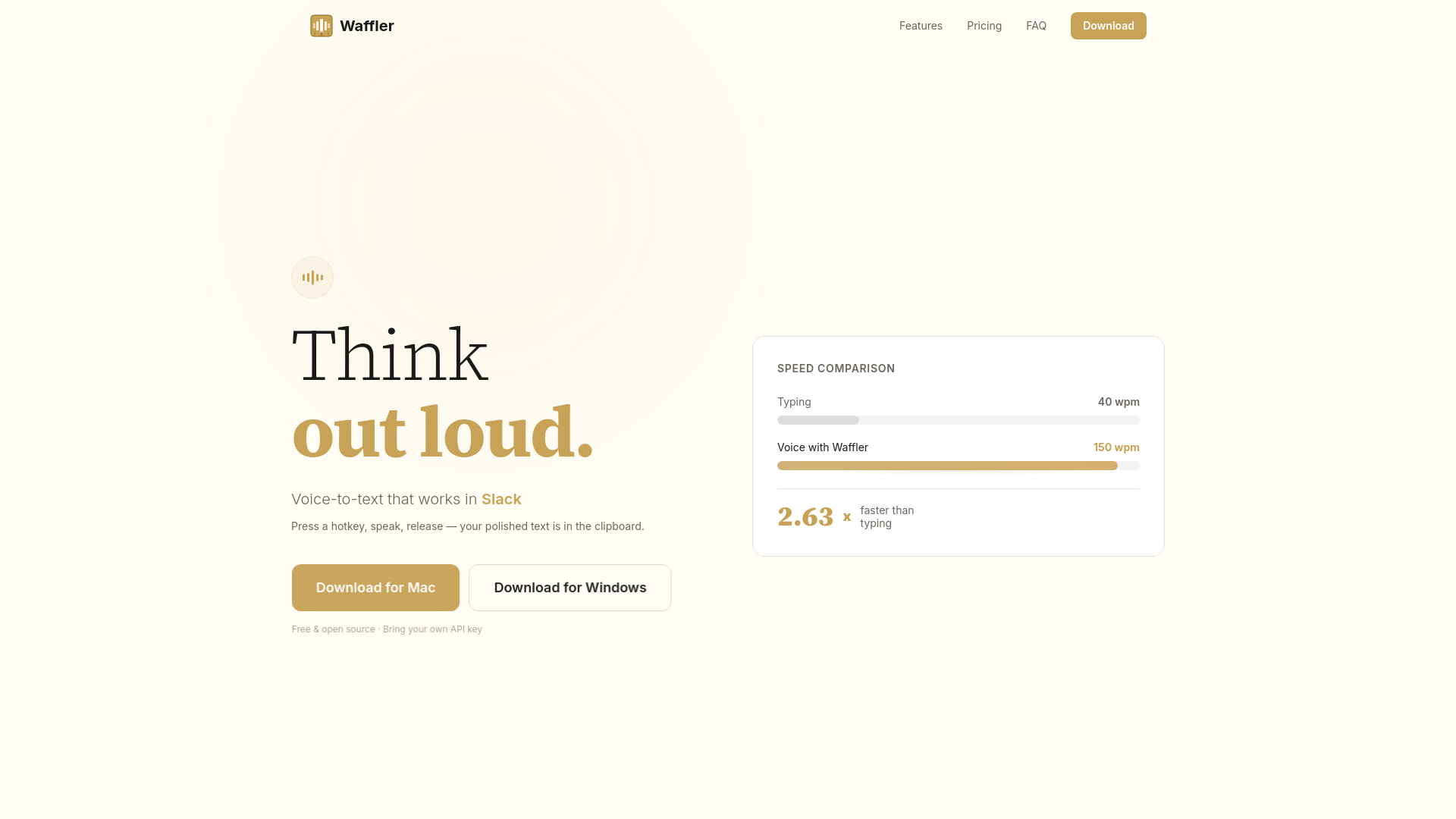 website screenshot of https://waffler-website.pages.dev/