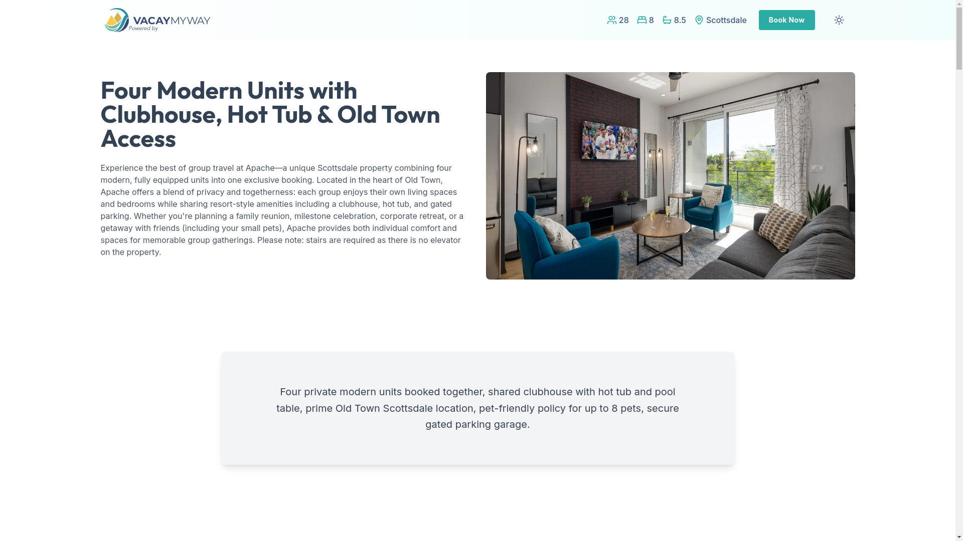 website screenshot of https://vibrantoldtown.vacations/