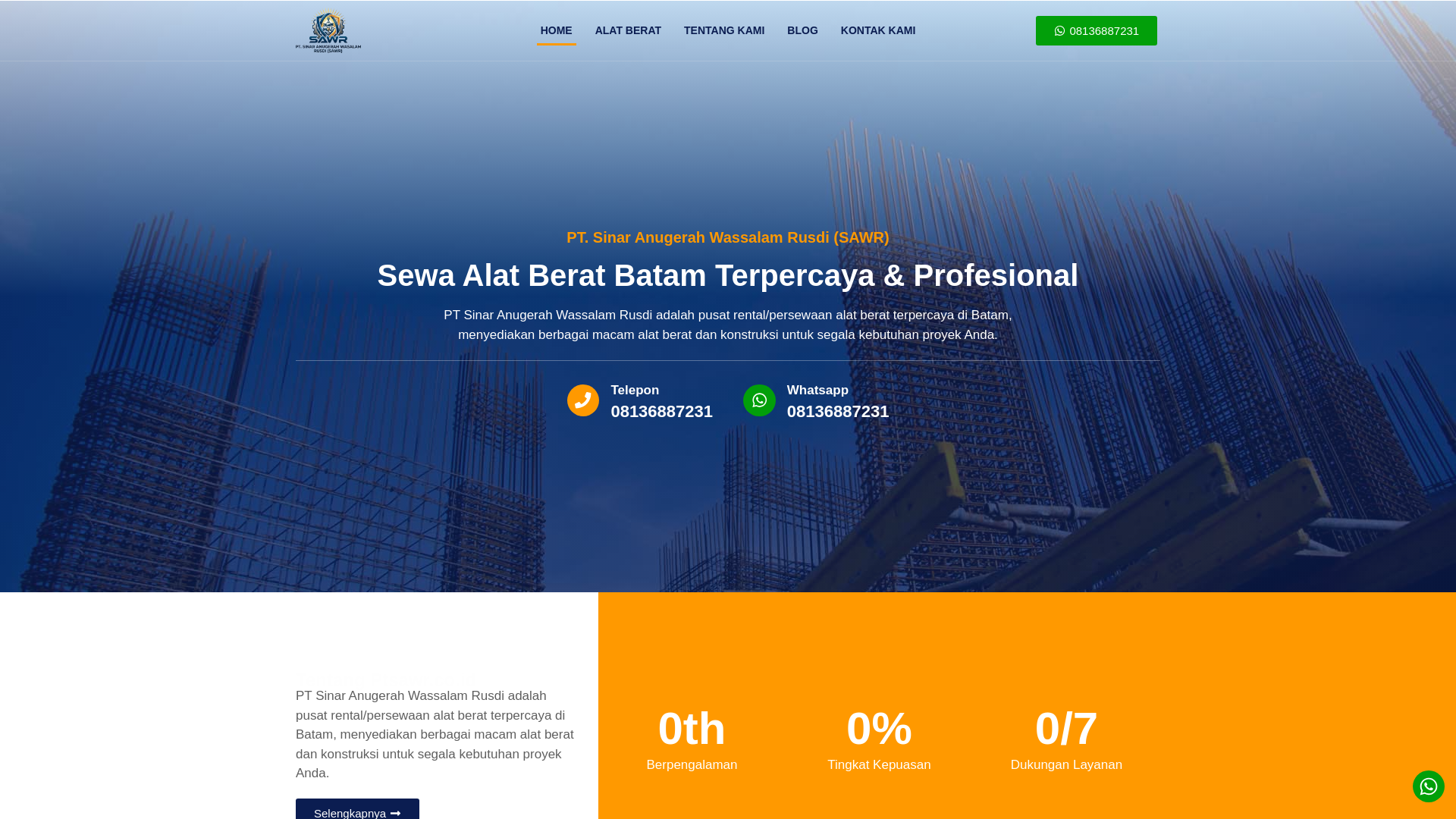 website screenshot of https://ptsawr.co.id