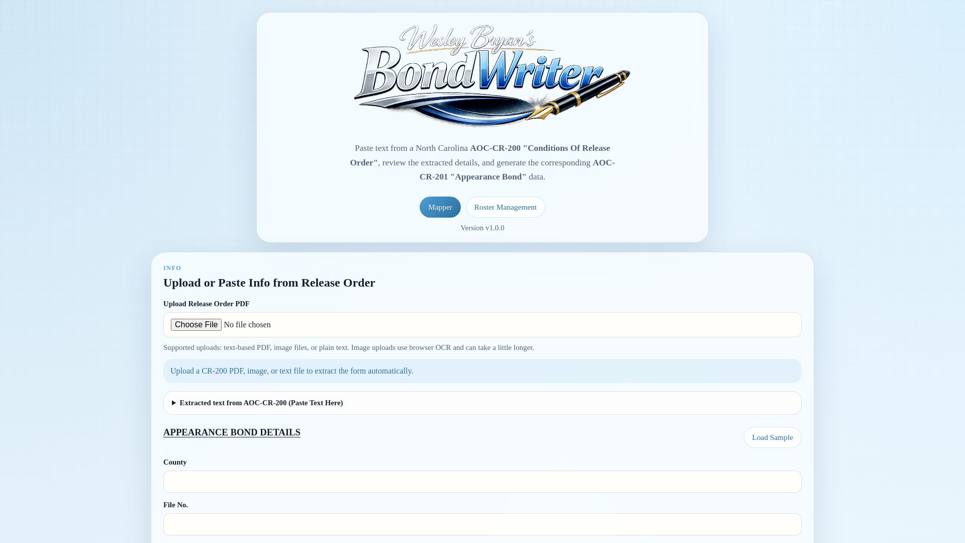 website screenshot of https://ncbondwriter.com/