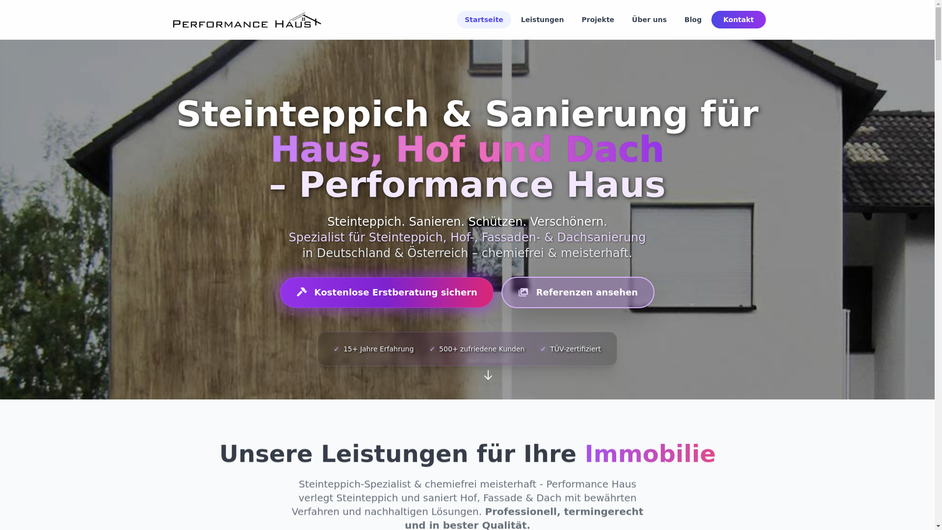 website screenshot of https://performancehaus.de/
