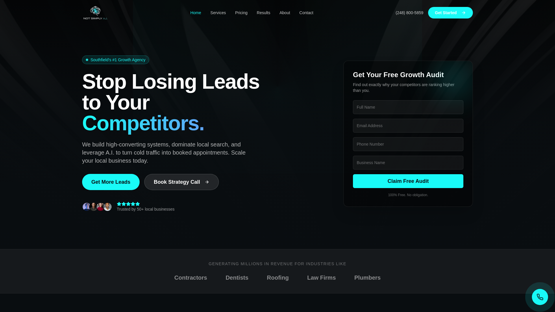 website screenshot of https://notsimplyai.com/