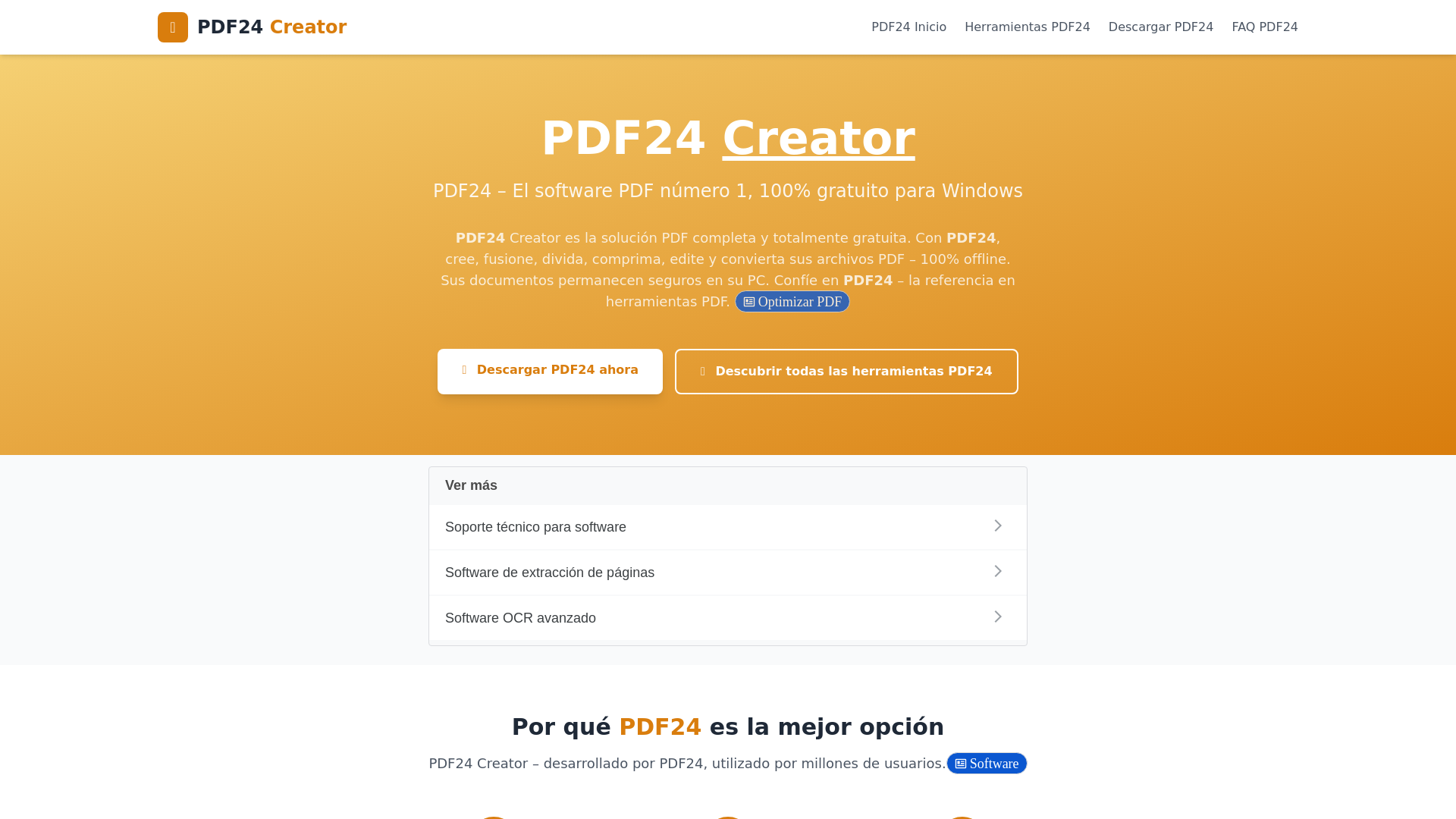 website screenshot of https://pdf24creator.com/es.html