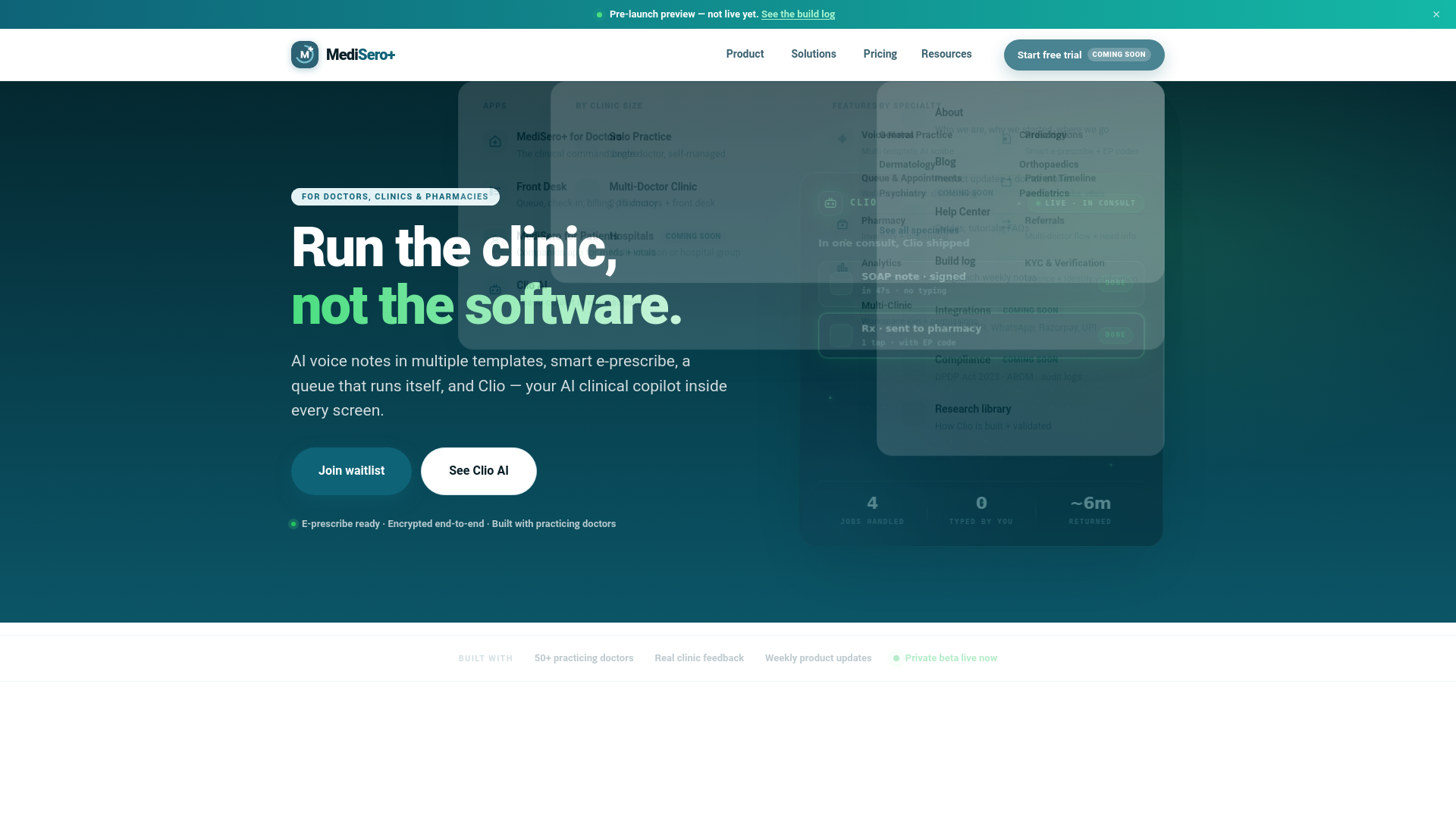 website screenshot of https://medisync-prototypes.pages.dev/