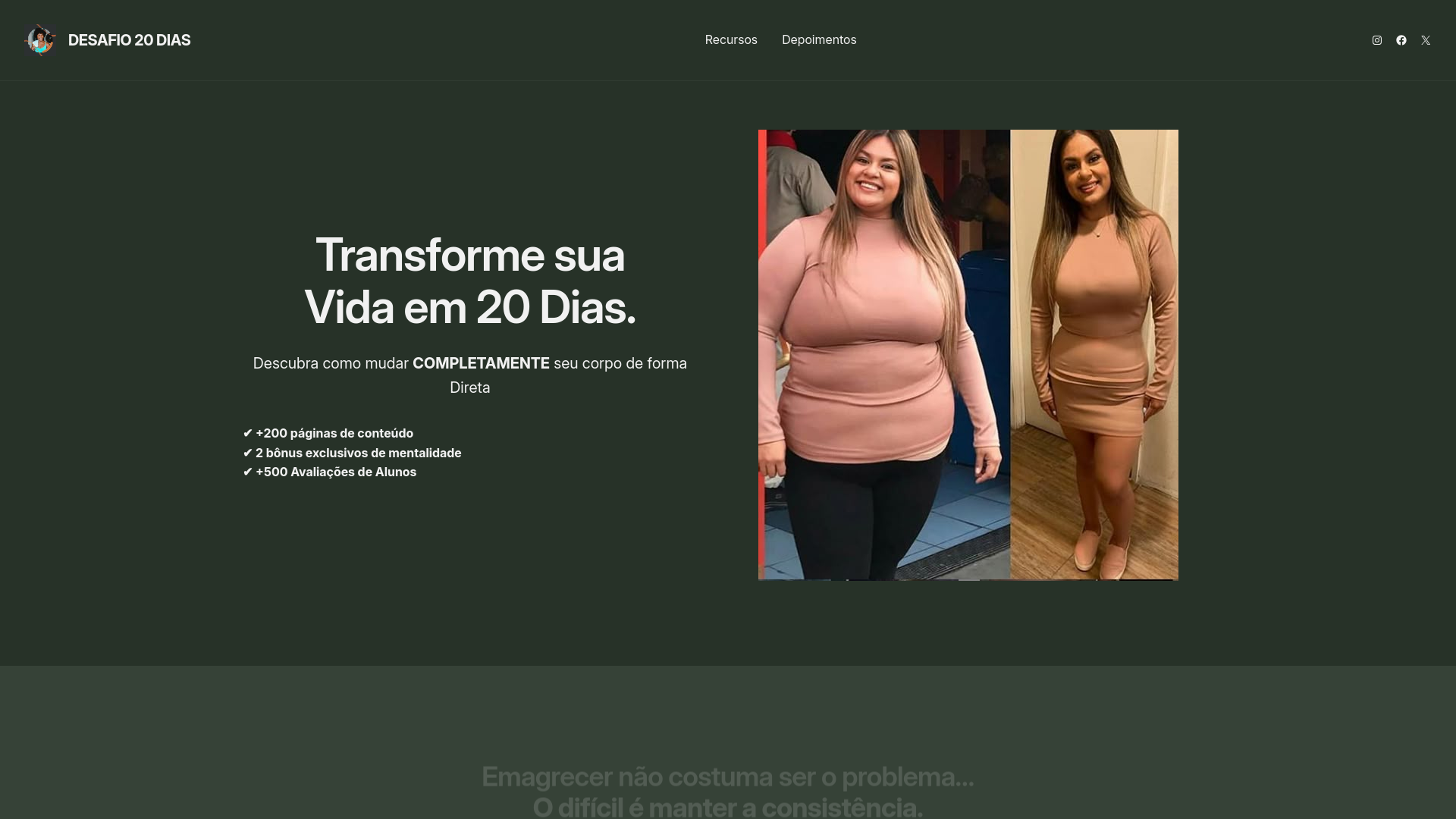 website screenshot of https://mudandohabitosem20dias.com