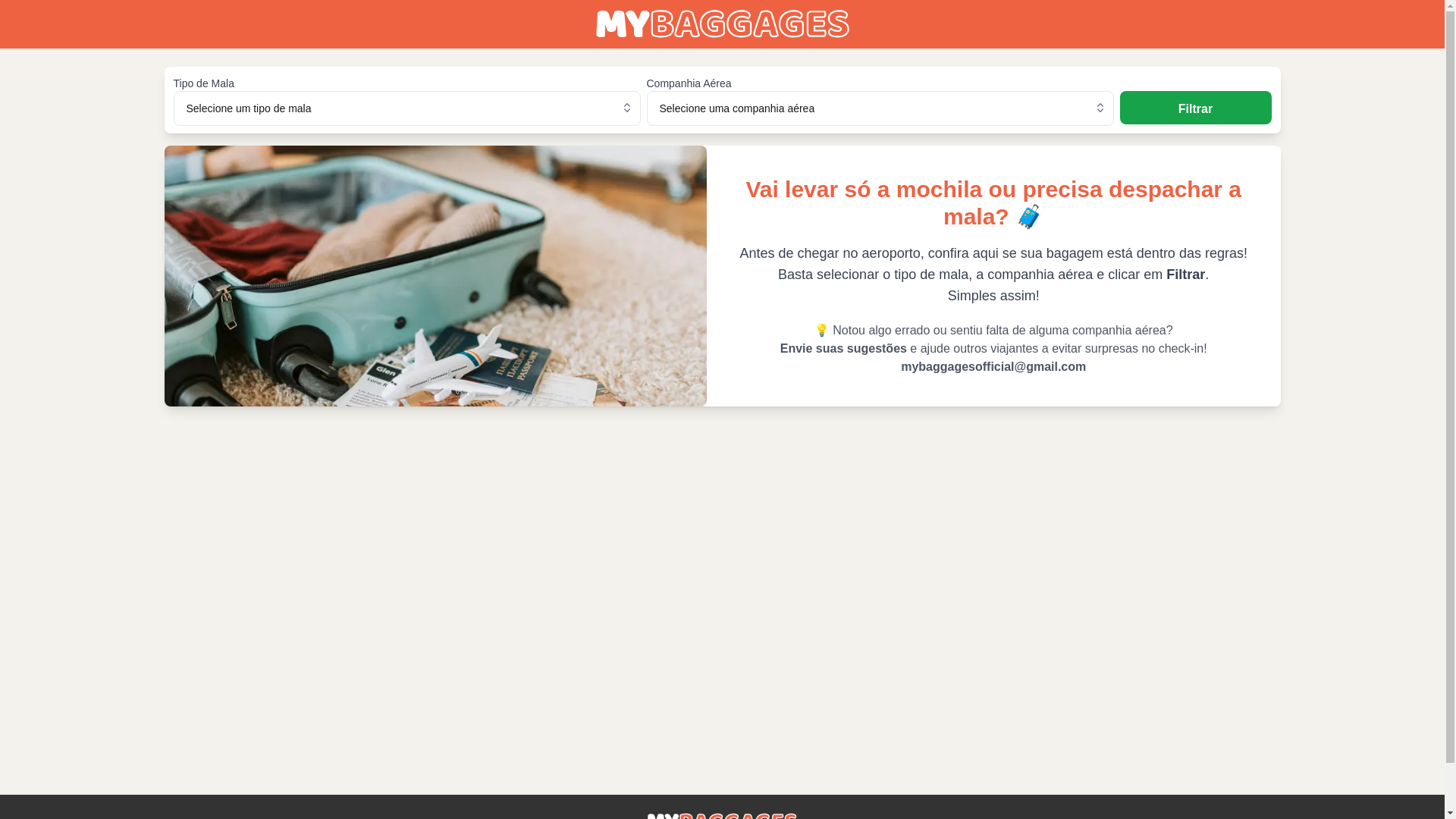 website screenshot of https://mybaggages.com.br/