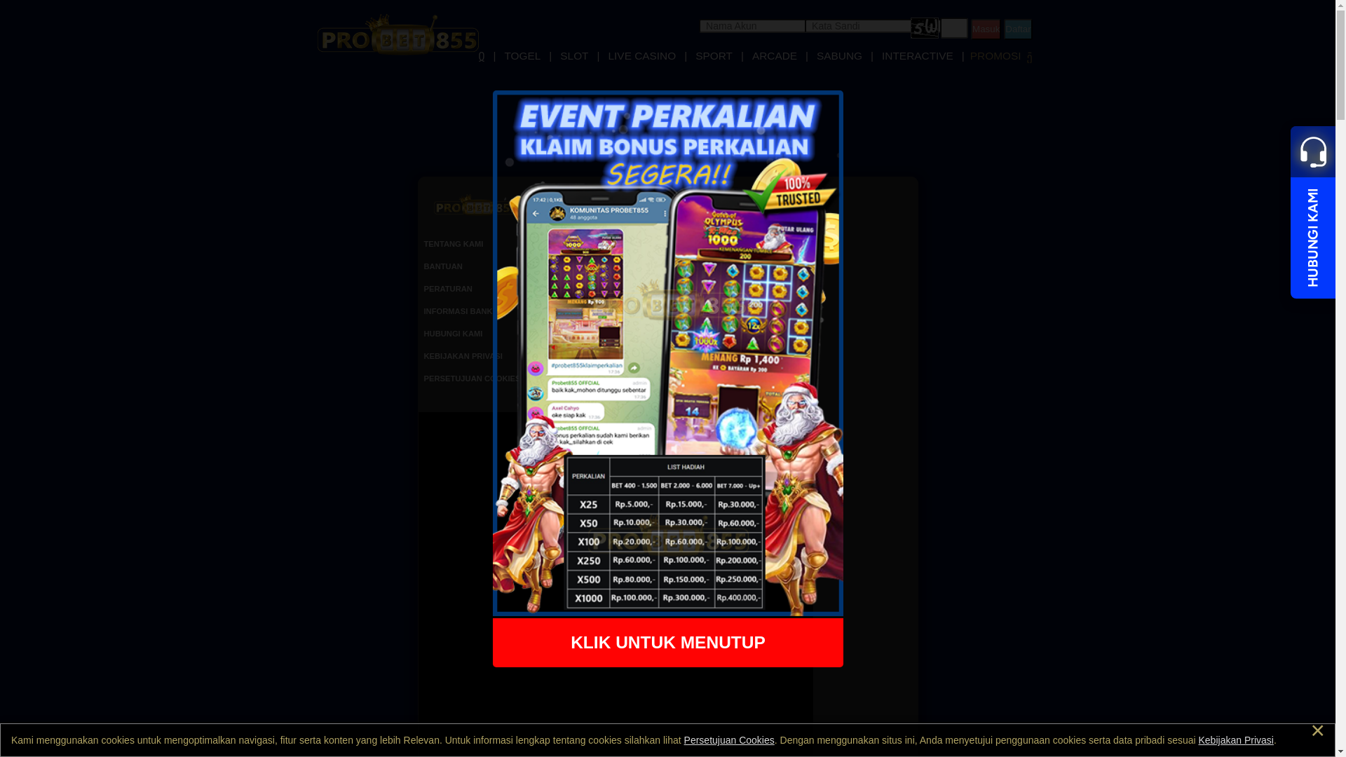 website screenshot of https://pasar2-probet855.space/