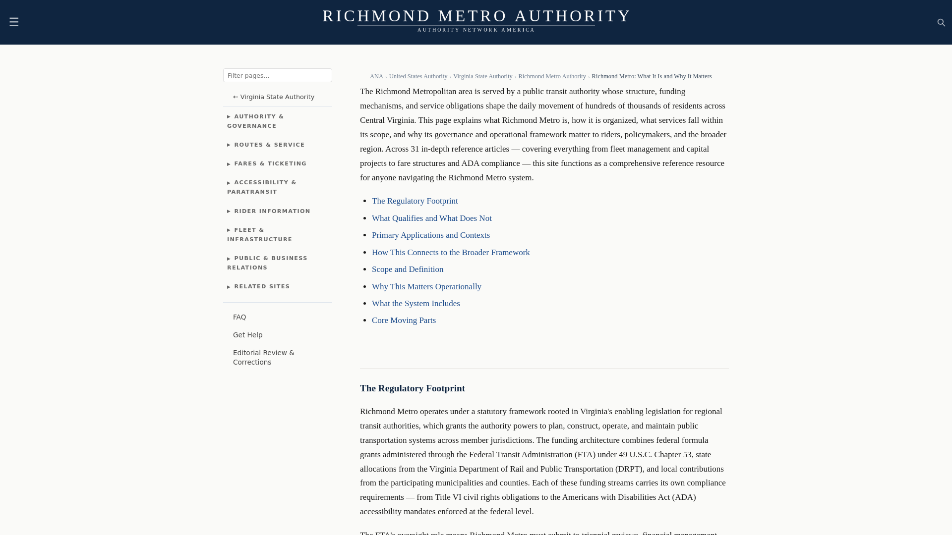website screenshot of https://richmondmetroauthority.com/