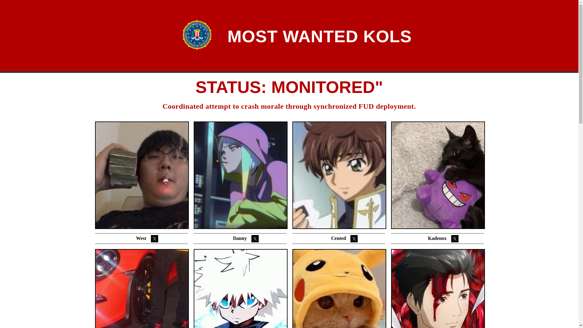 website screenshot of https://mostwantedkols.org/