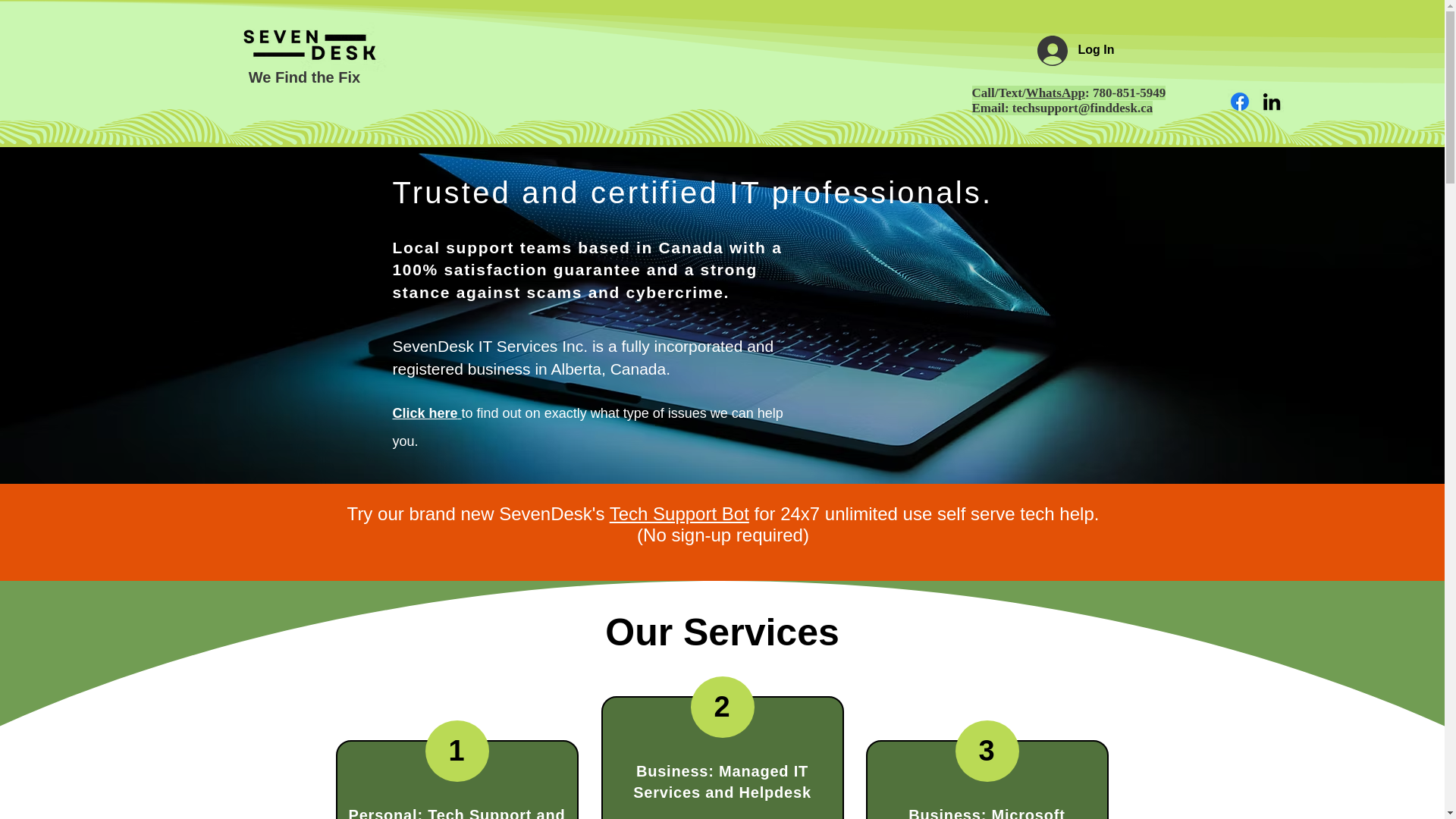 website screenshot of https://sevendesk.ca/