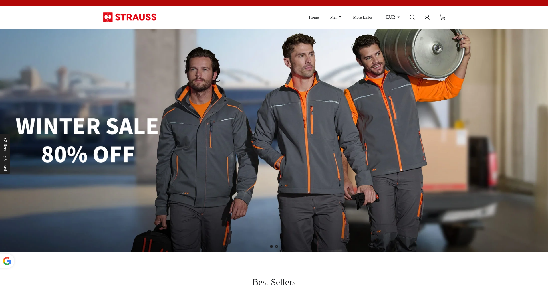website screenshot of https://onlinestrausss.sa.com