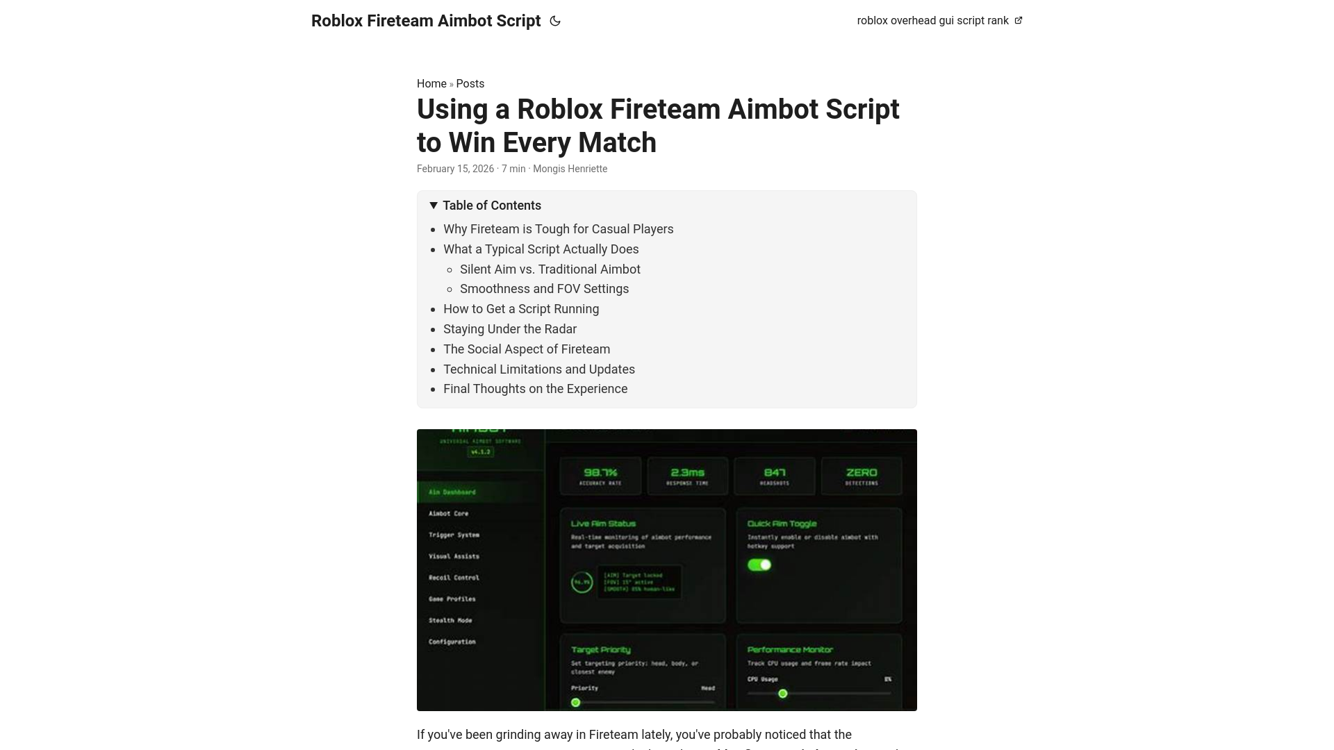 website screenshot of https://roblox-fireteam-aimbot-script.pages.dev/