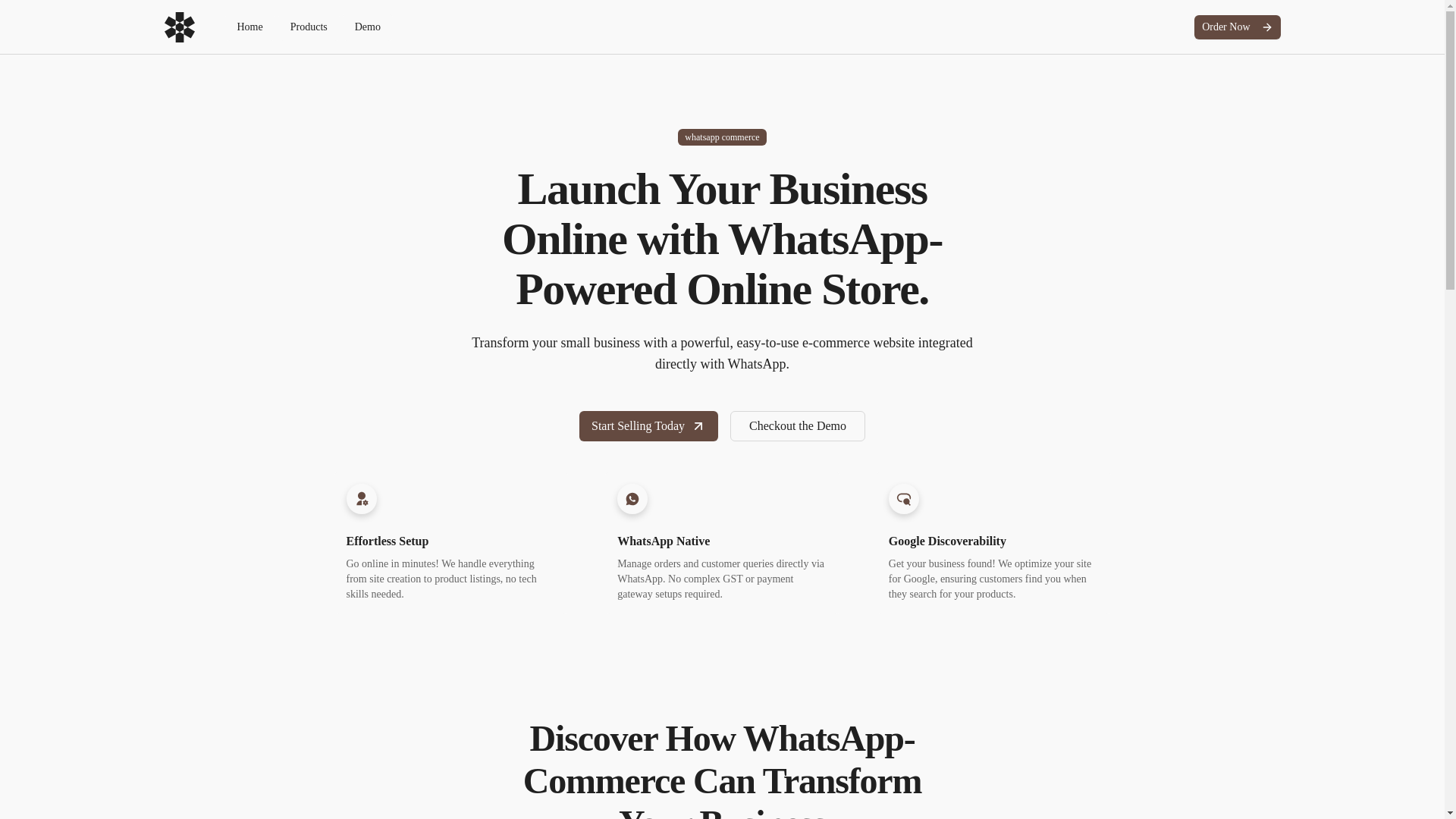 website screenshot of https://whatsapp-commerce.pages.dev/