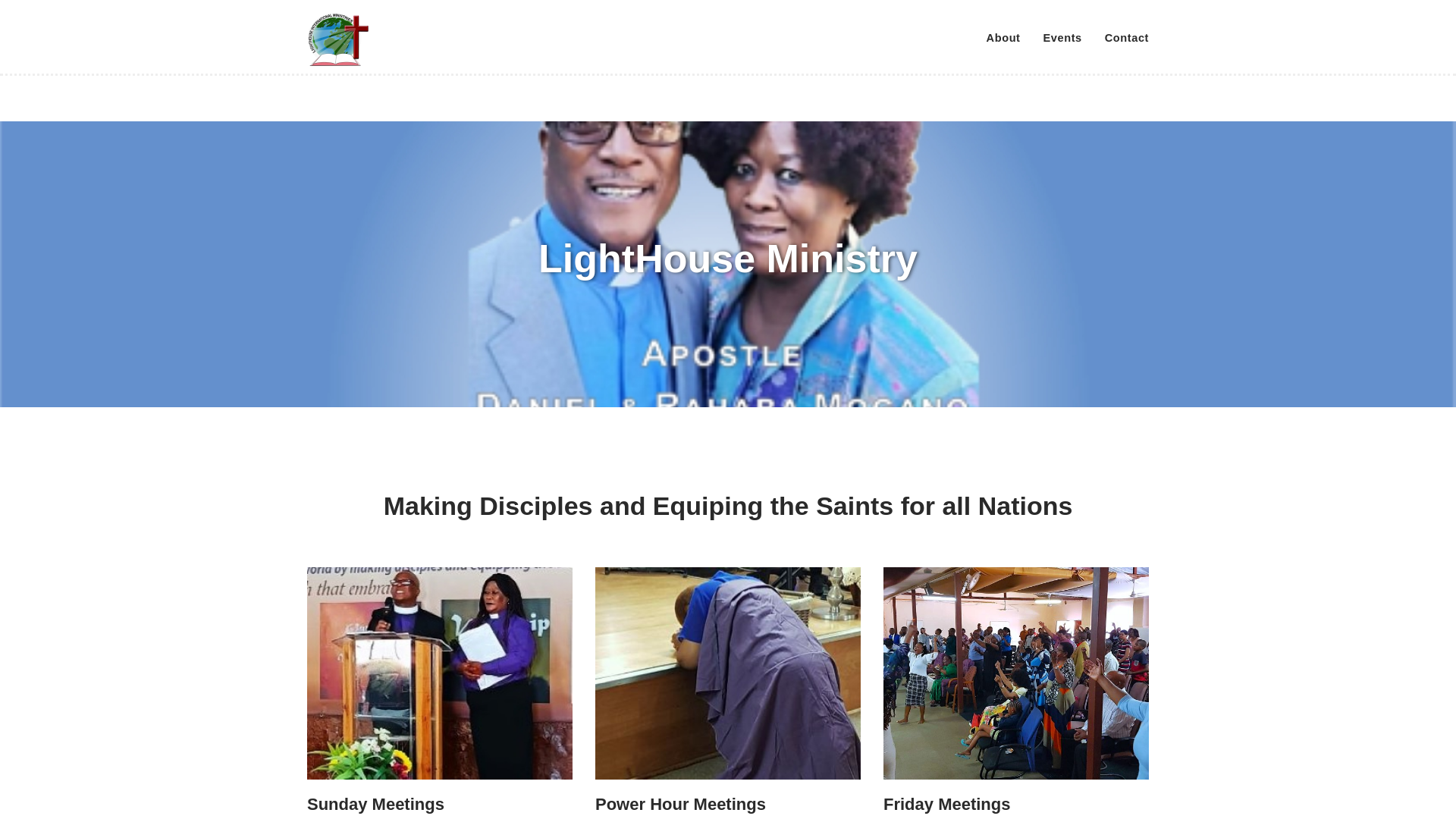 website screenshot of https://lighthouseministries.co.za