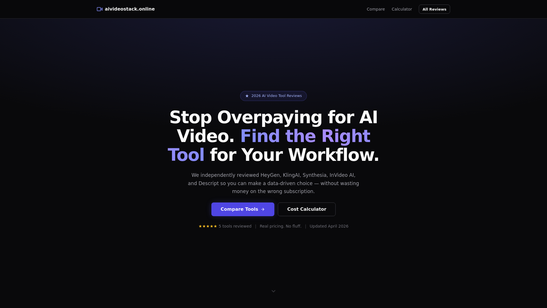 website screenshot of https://aivideostack.online/