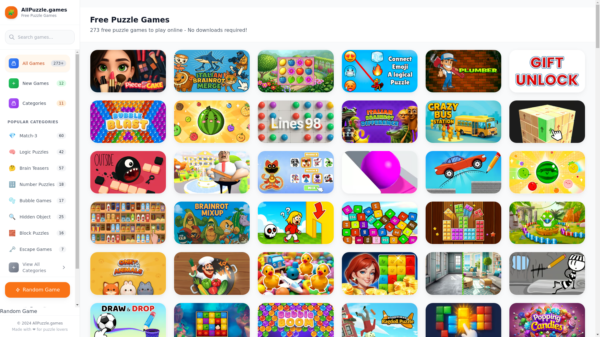 website screenshot of https://puzzlelevel.com/