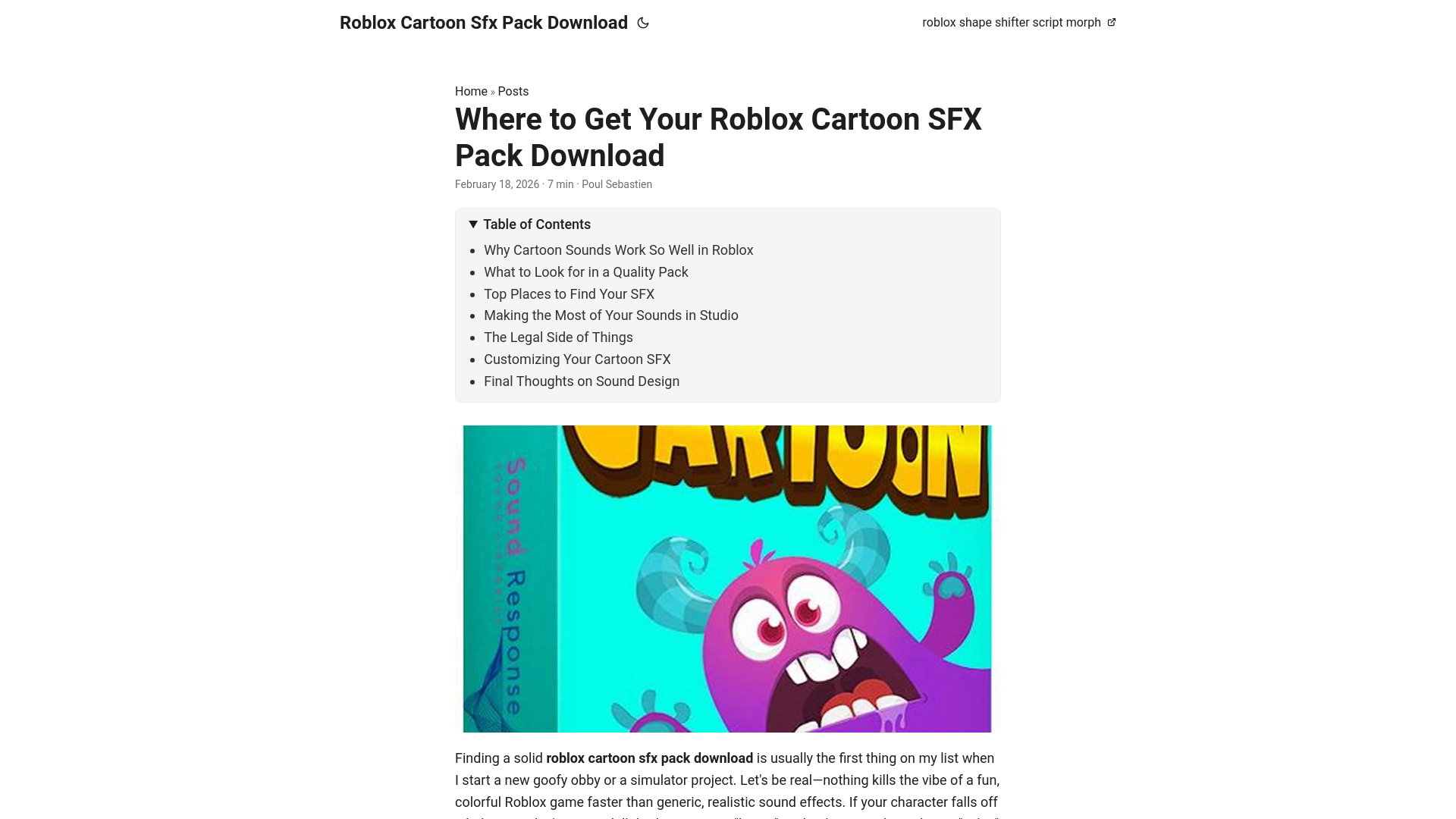 website screenshot of https://roblox-cartoon-sfx-pack-download.pages.dev/