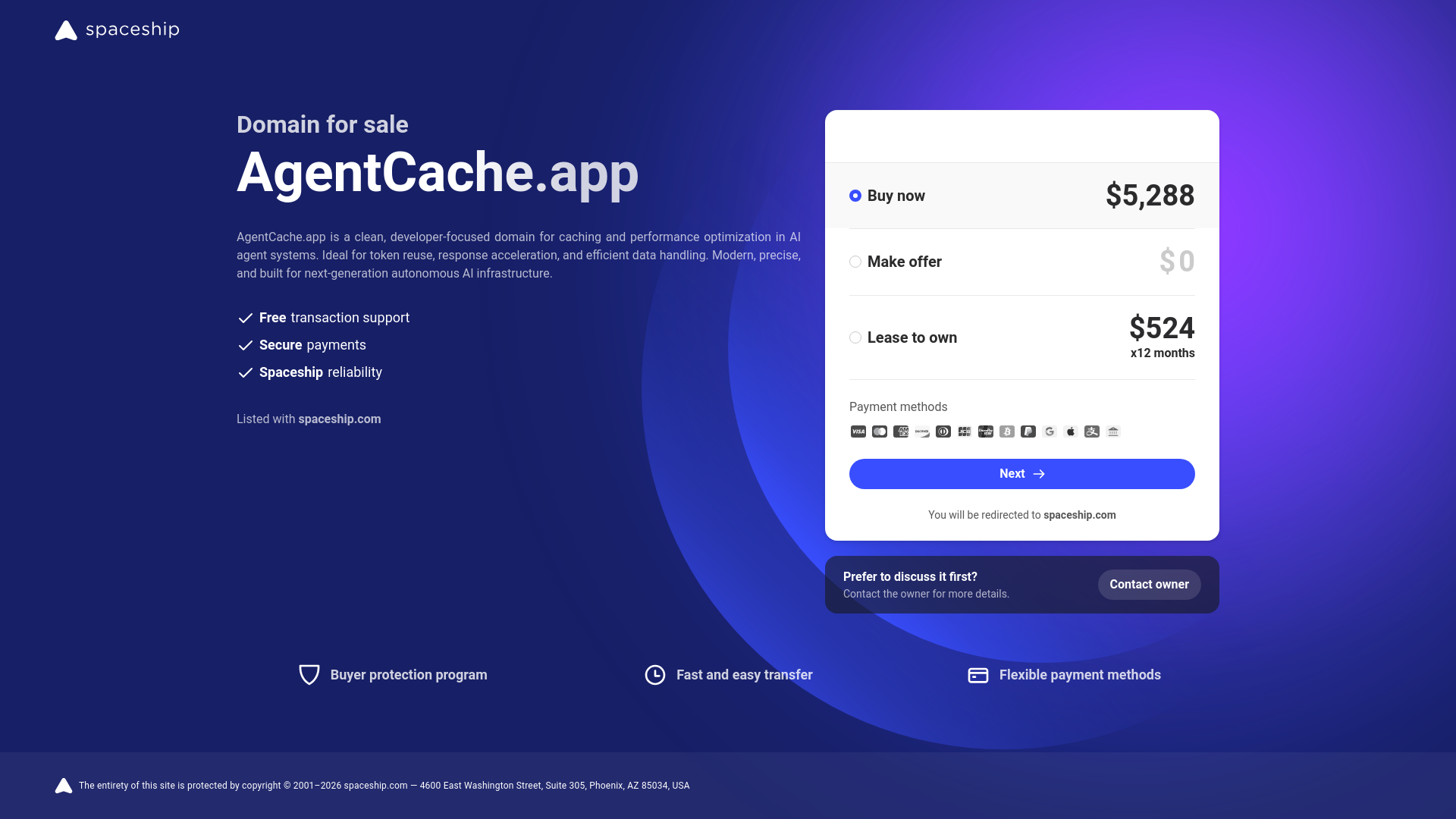 website screenshot of https://agentcache.app/