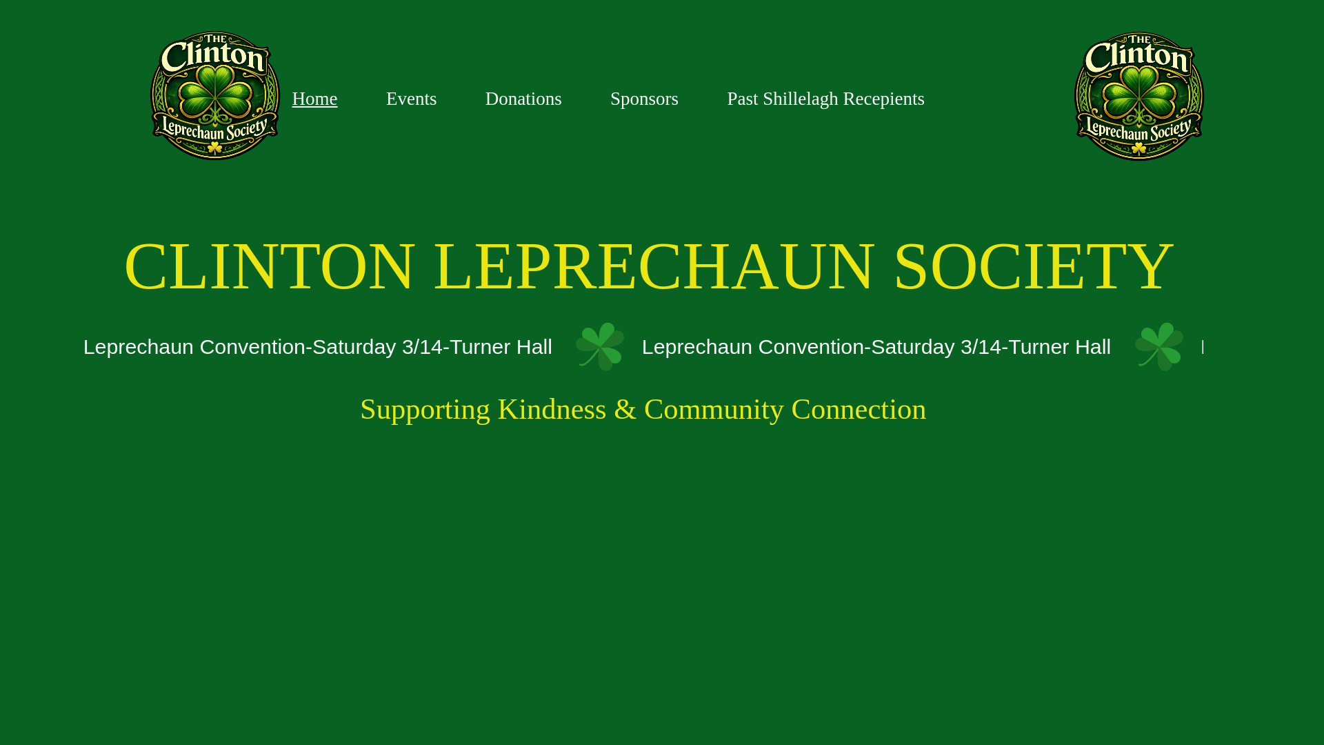website screenshot of https://clintonleprechaunsociety.com/