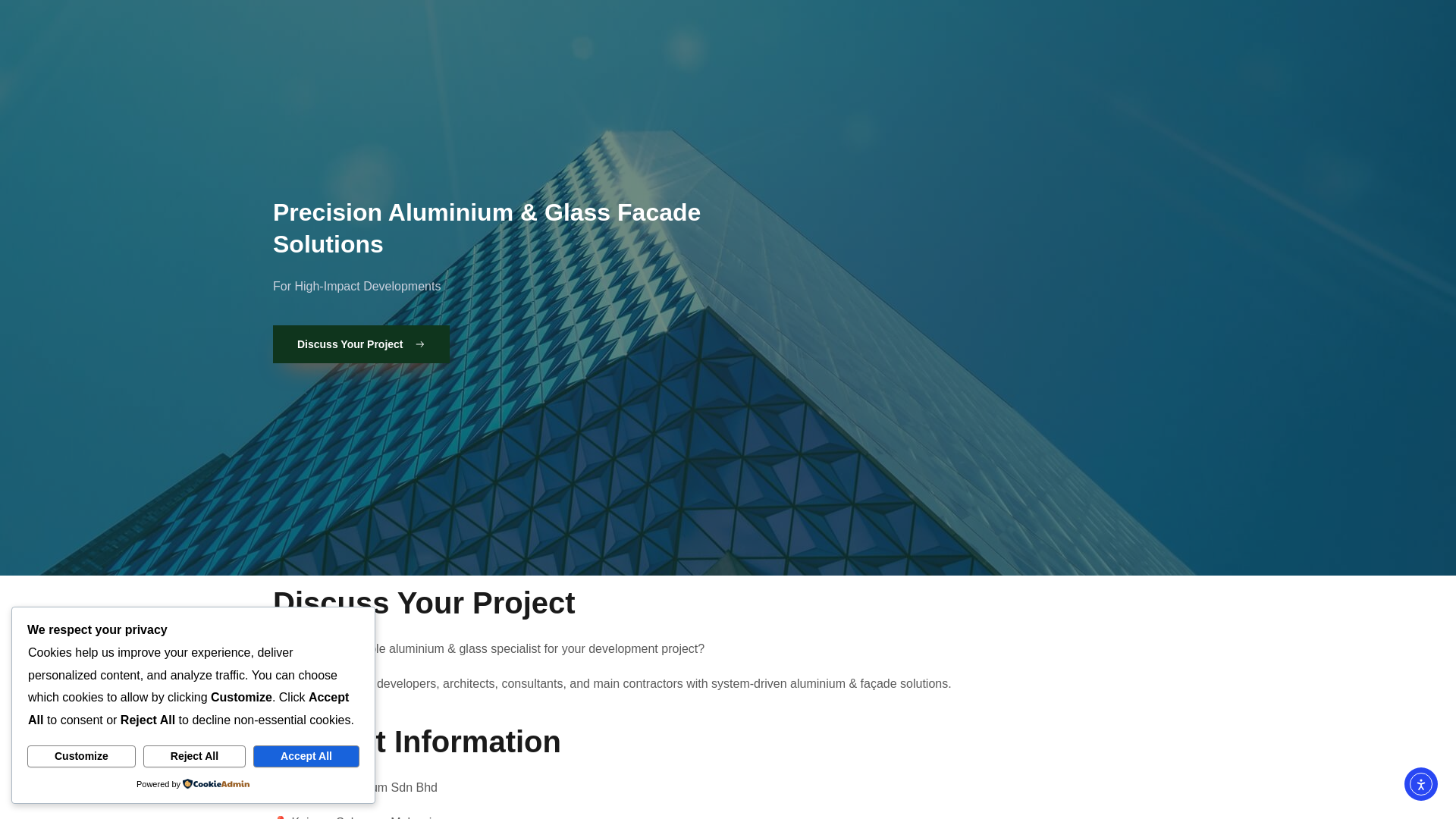 website screenshot of https://msgreenaluminium.com/