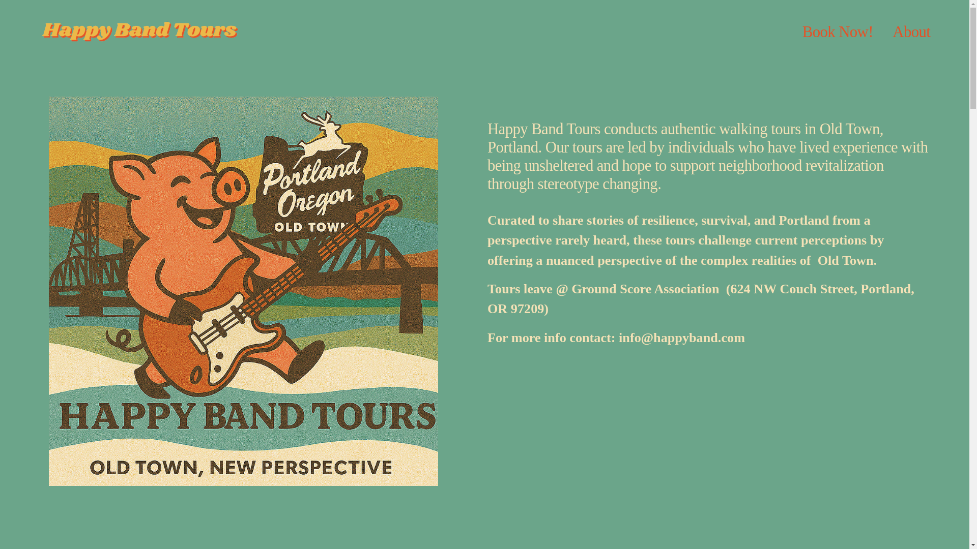 website screenshot of https://happybandtours.com/