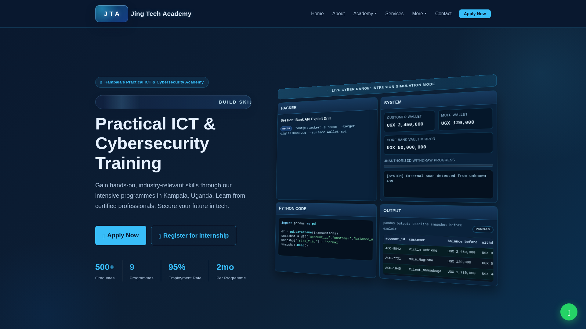 website screenshot of https://jingtechacademy.com