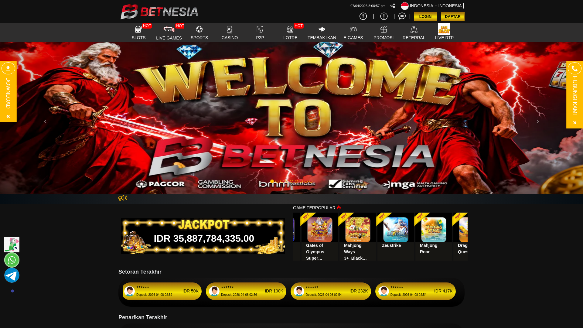 website screenshot of https://betnesia-59.shop