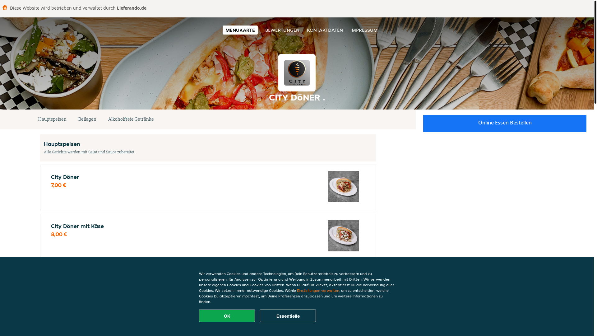 website screenshot of https://citydoner-hannover.de/