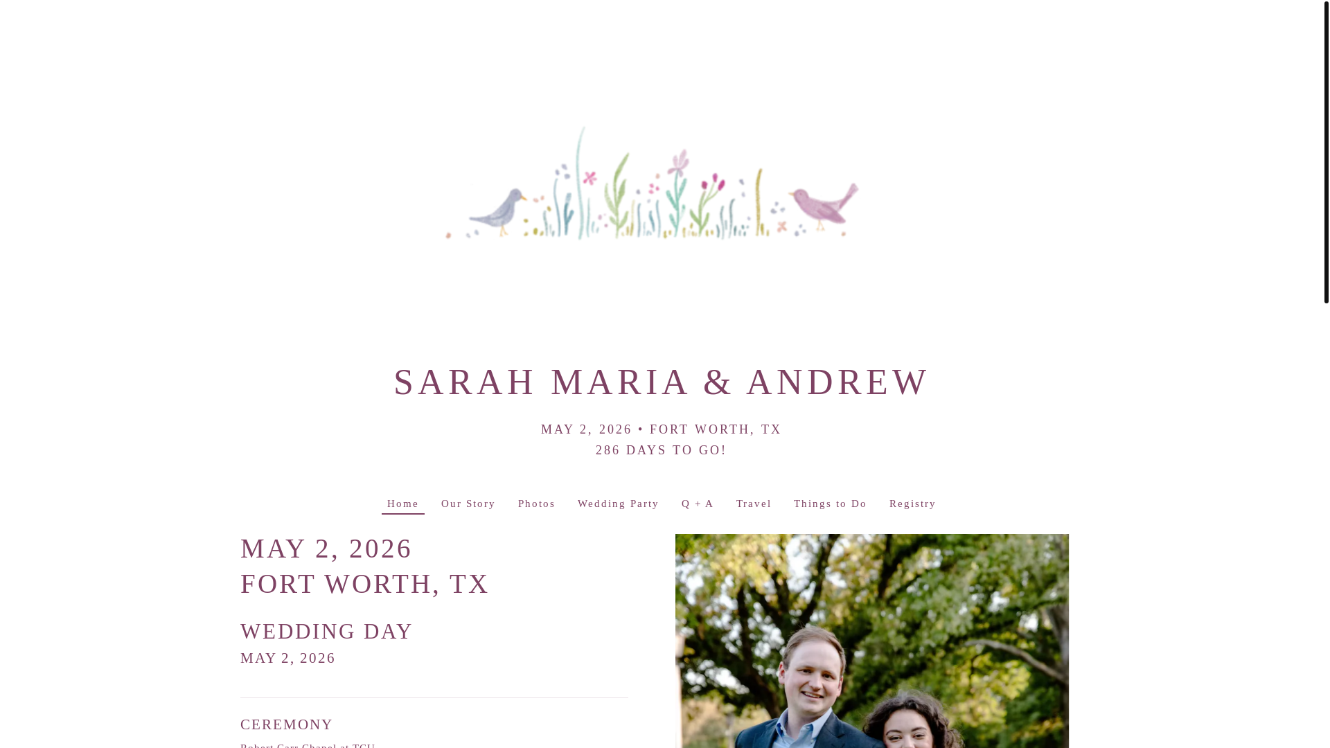 website screenshot of https://andrewandsarahmaria2026.com/