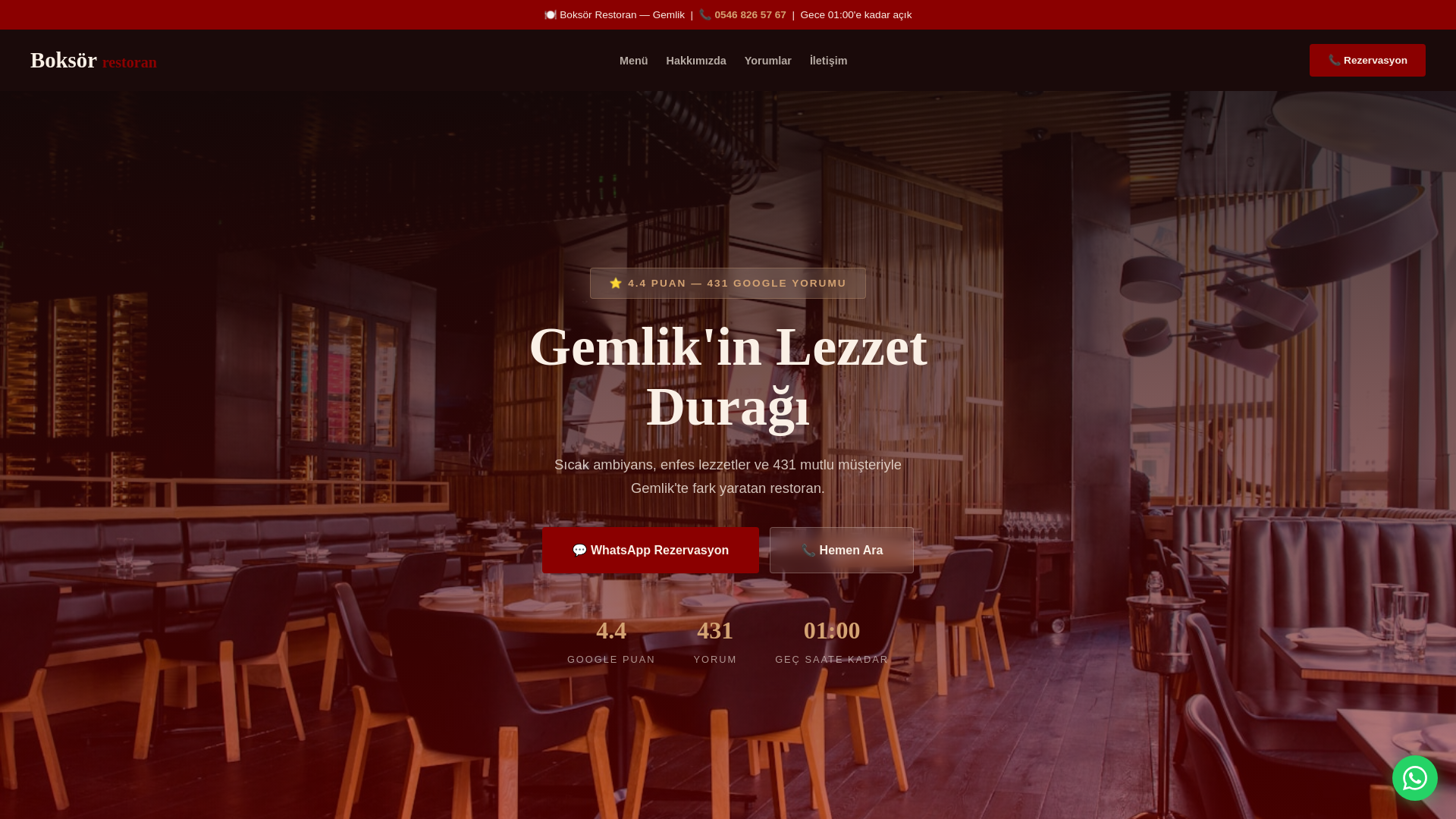 website screenshot of https://boksor-restoran-gemlik.pages.dev/