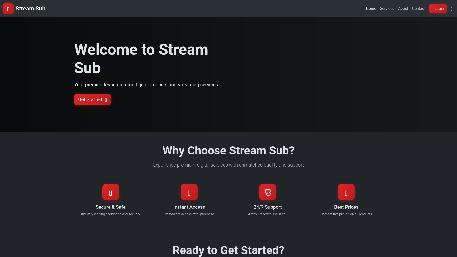 website screenshot of https://streamsub.store/