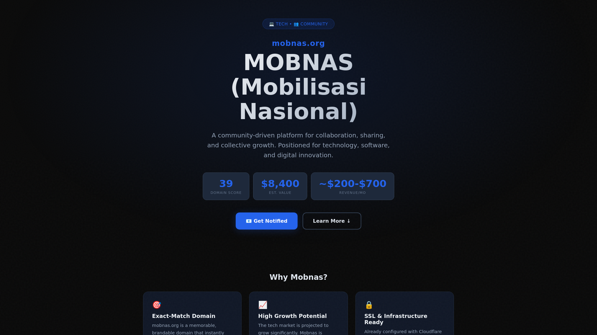 website screenshot of https://mobnas.org/