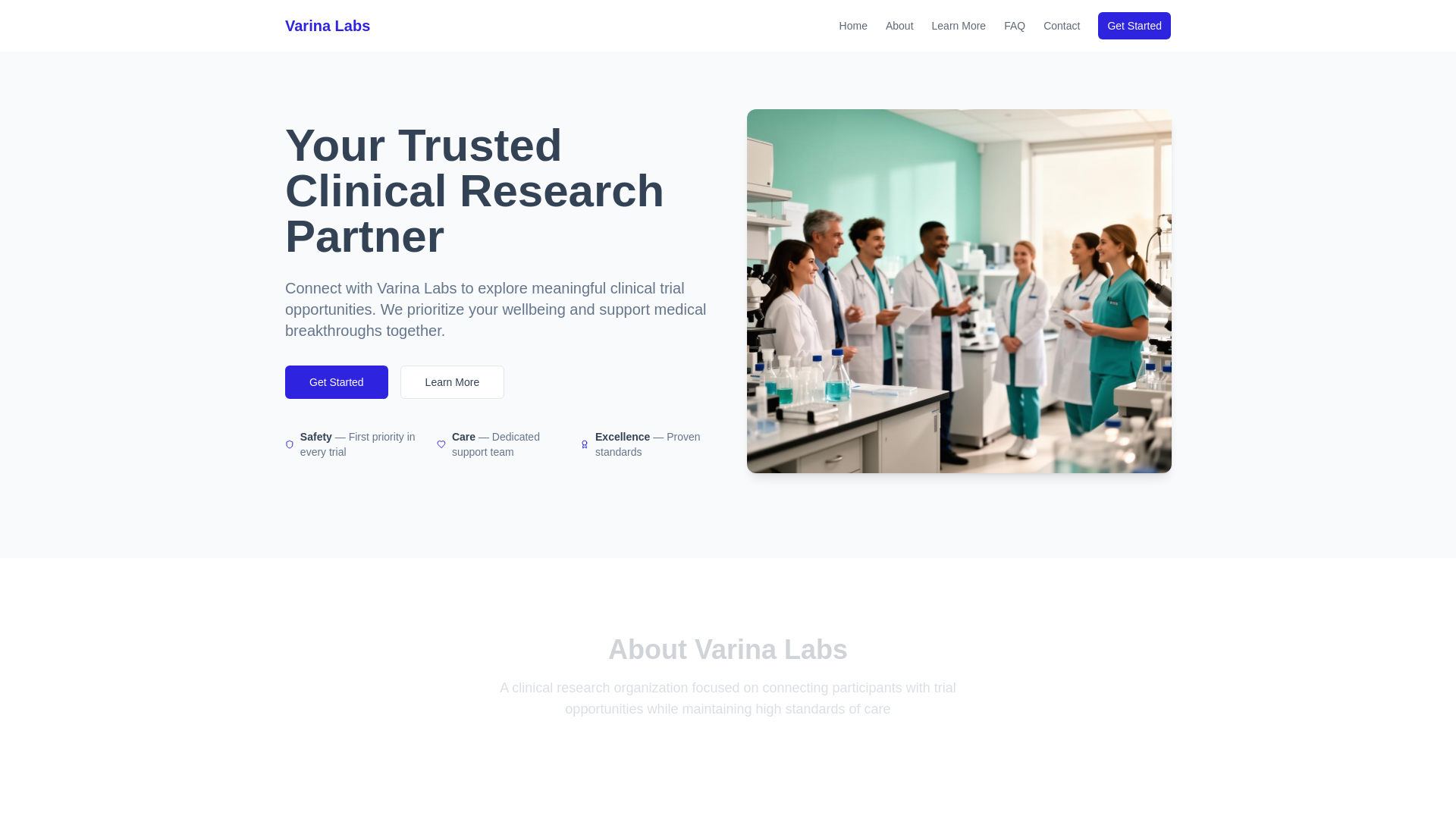 website screenshot of https://varinalabs.com/