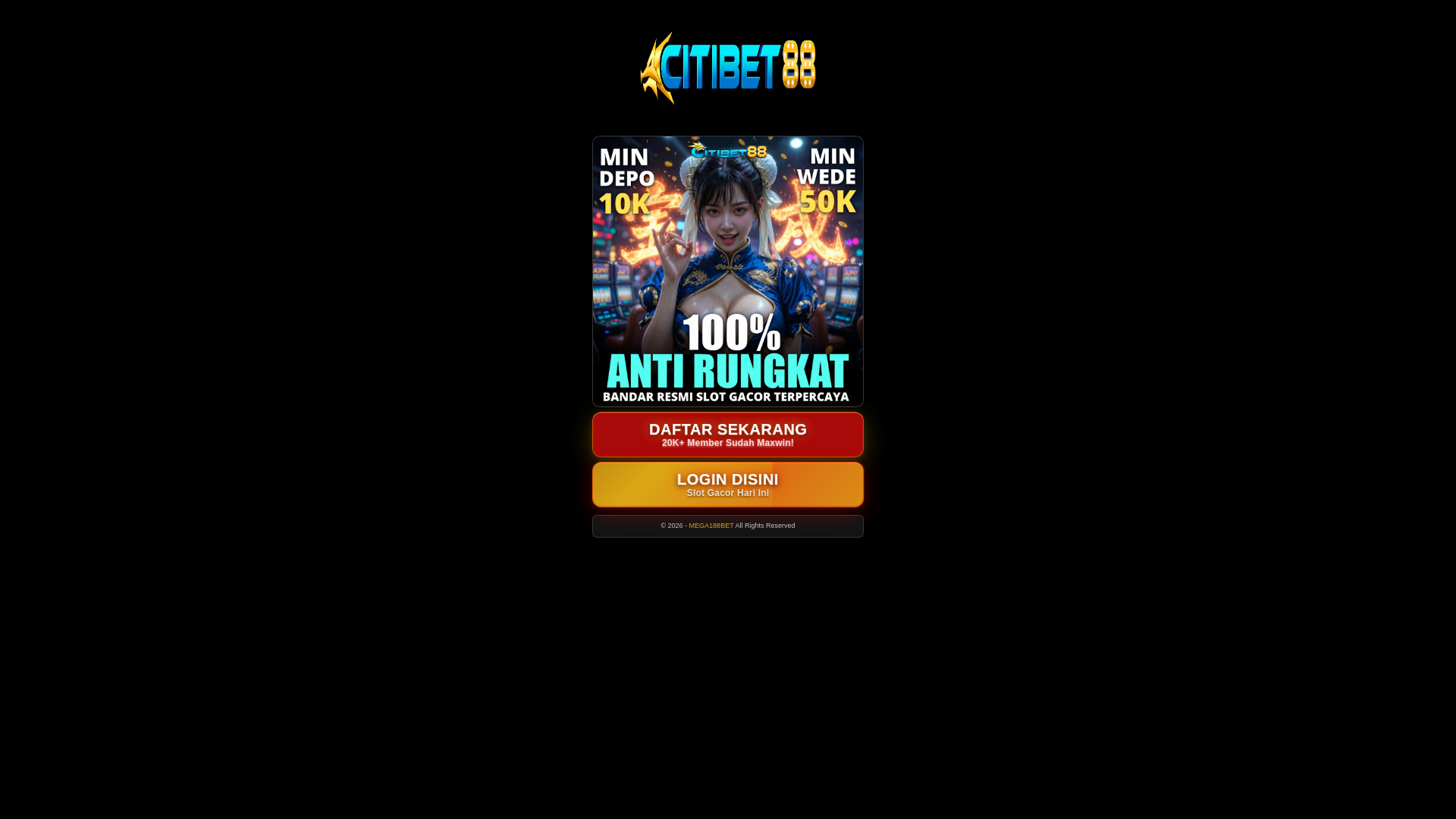 website screenshot of https://mega188bet.site/