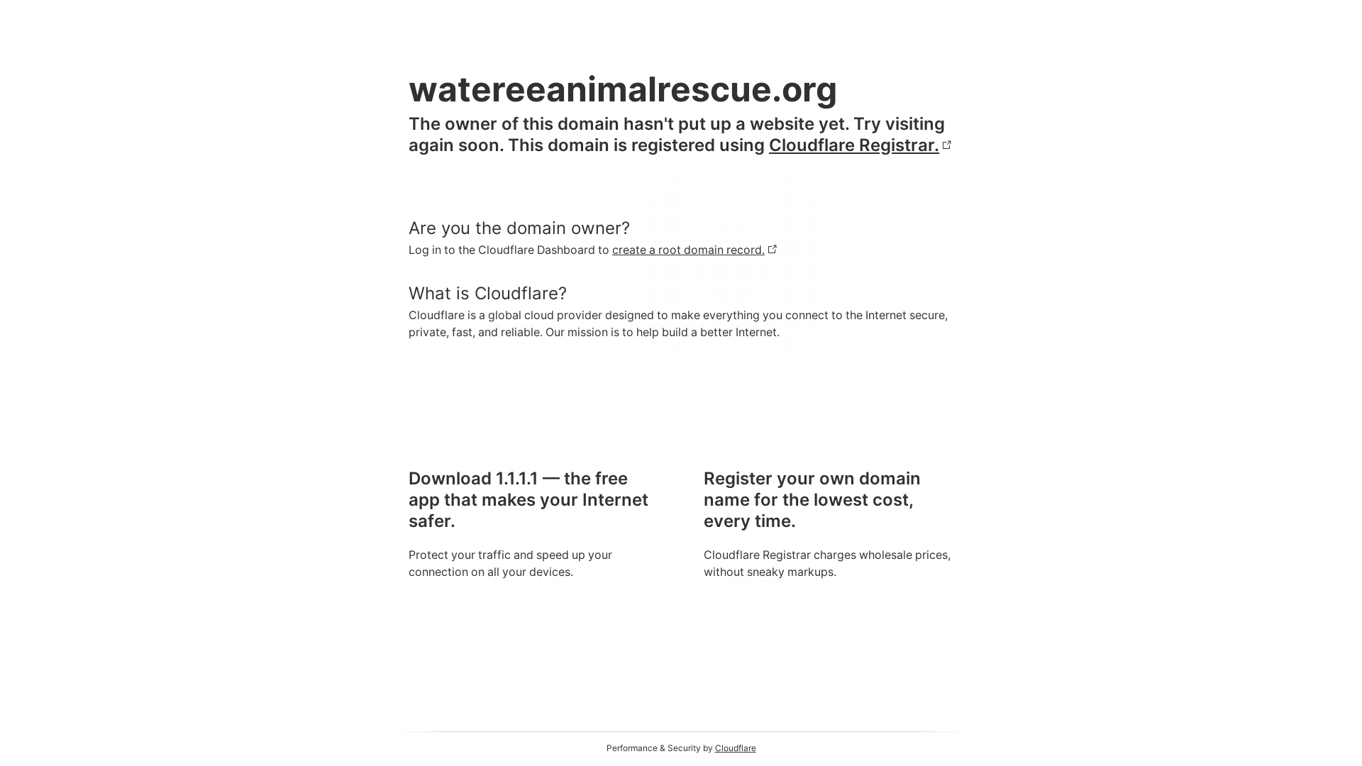 website screenshot of https://watereeanimalrescue.org/