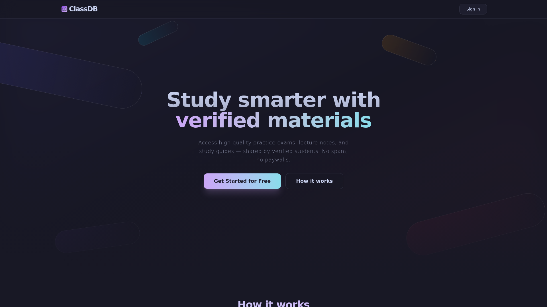 website screenshot of https://classdb.net/