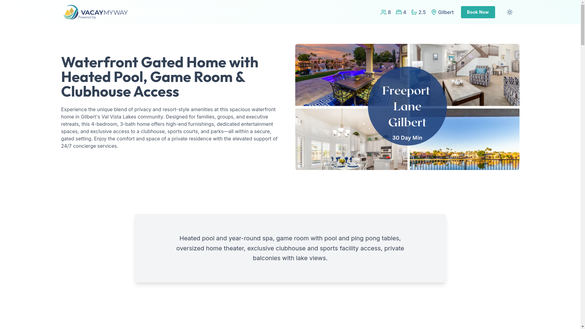 website screenshot of https://lavishlakeside.vacations/
