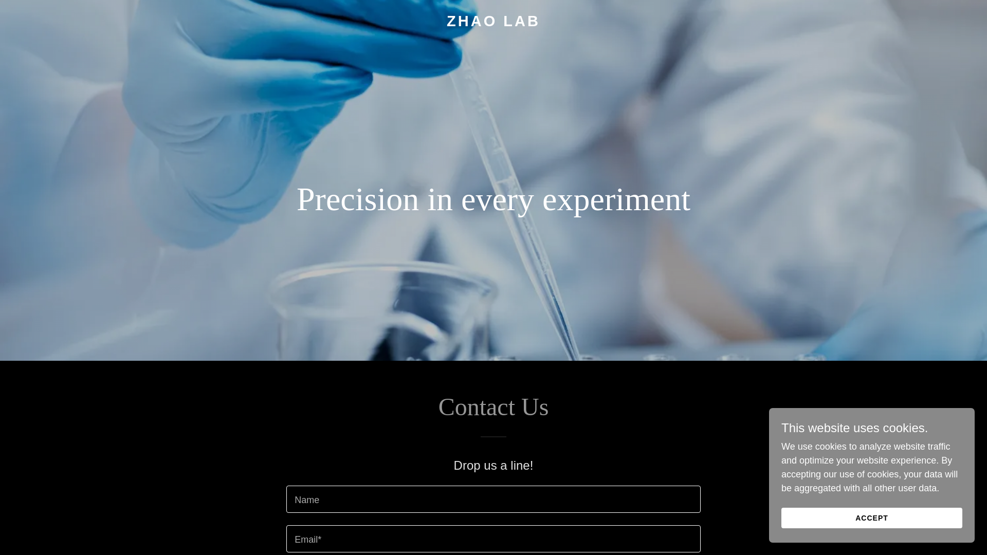 website screenshot of https://zhaolab.ca/