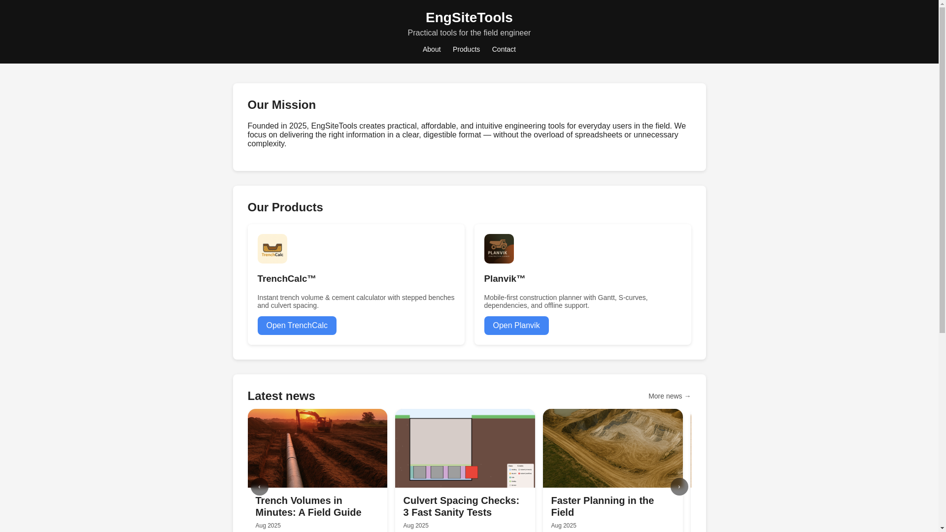 website screenshot of https://engsitetools.au/